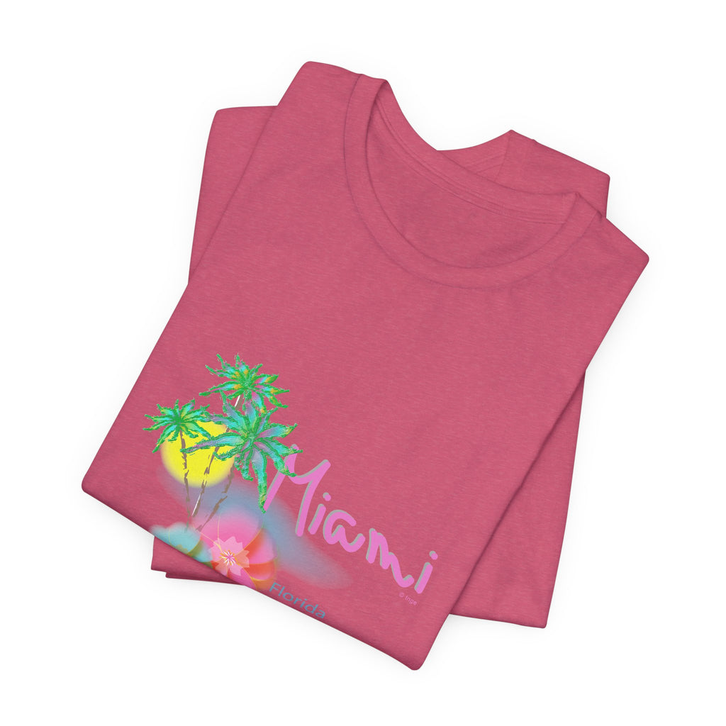 MIAMI, Florida Palm Sunset Graphic Unisex Jersey Short Sleeve Tee