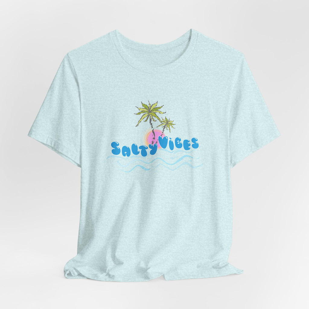 Salty Vibes Palm Trees Beach Graphic Unisex Short Sleeve Tee