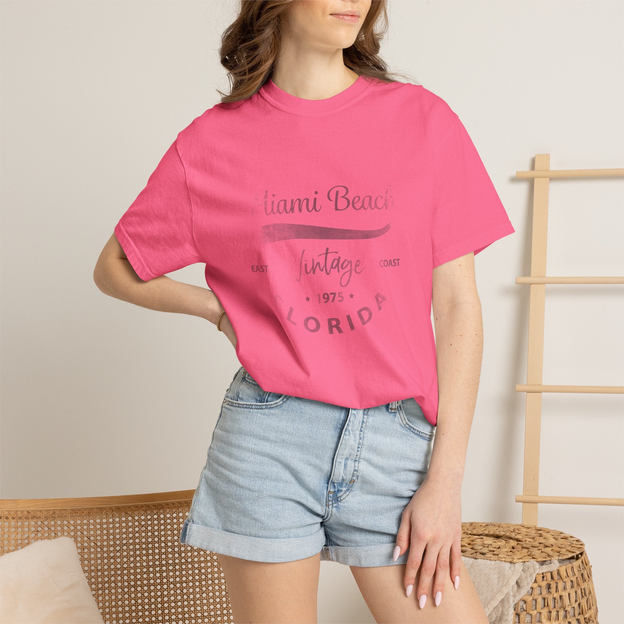 Miami Beach Florida Vintage Graphic Unisex Garment-Dyed T-shirt