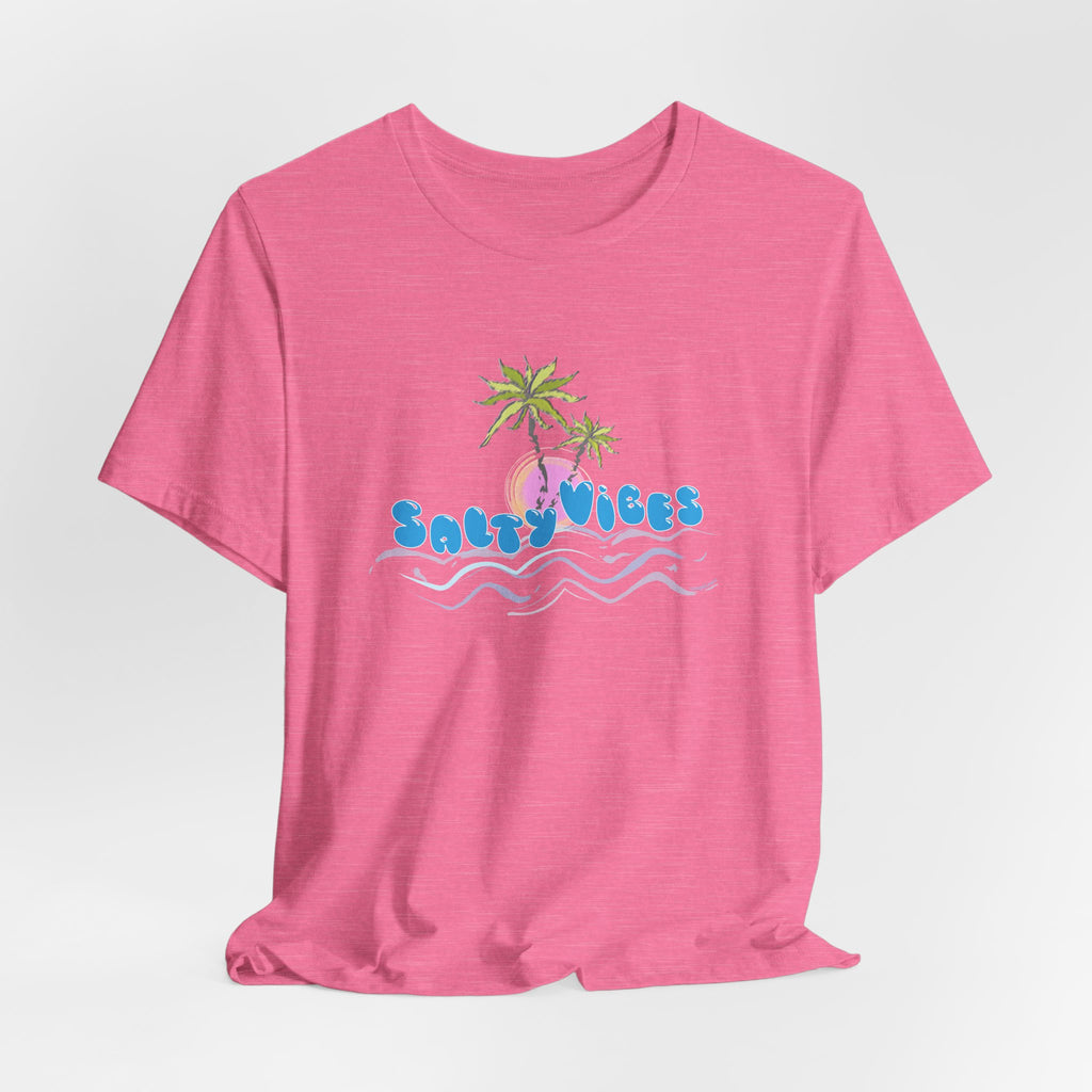 Salty Vibes Palm Trees Beach Graphic Unisex Short Sleeve Tee