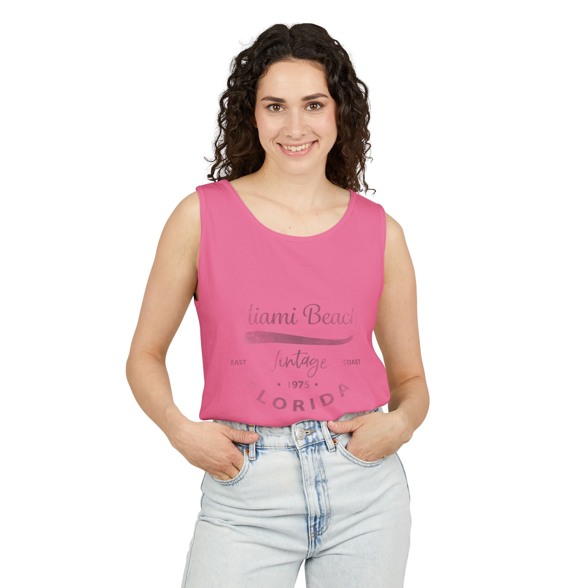 Miami Beach Vintage Graphic Tee Unisex Garment-Dyed Tank Top