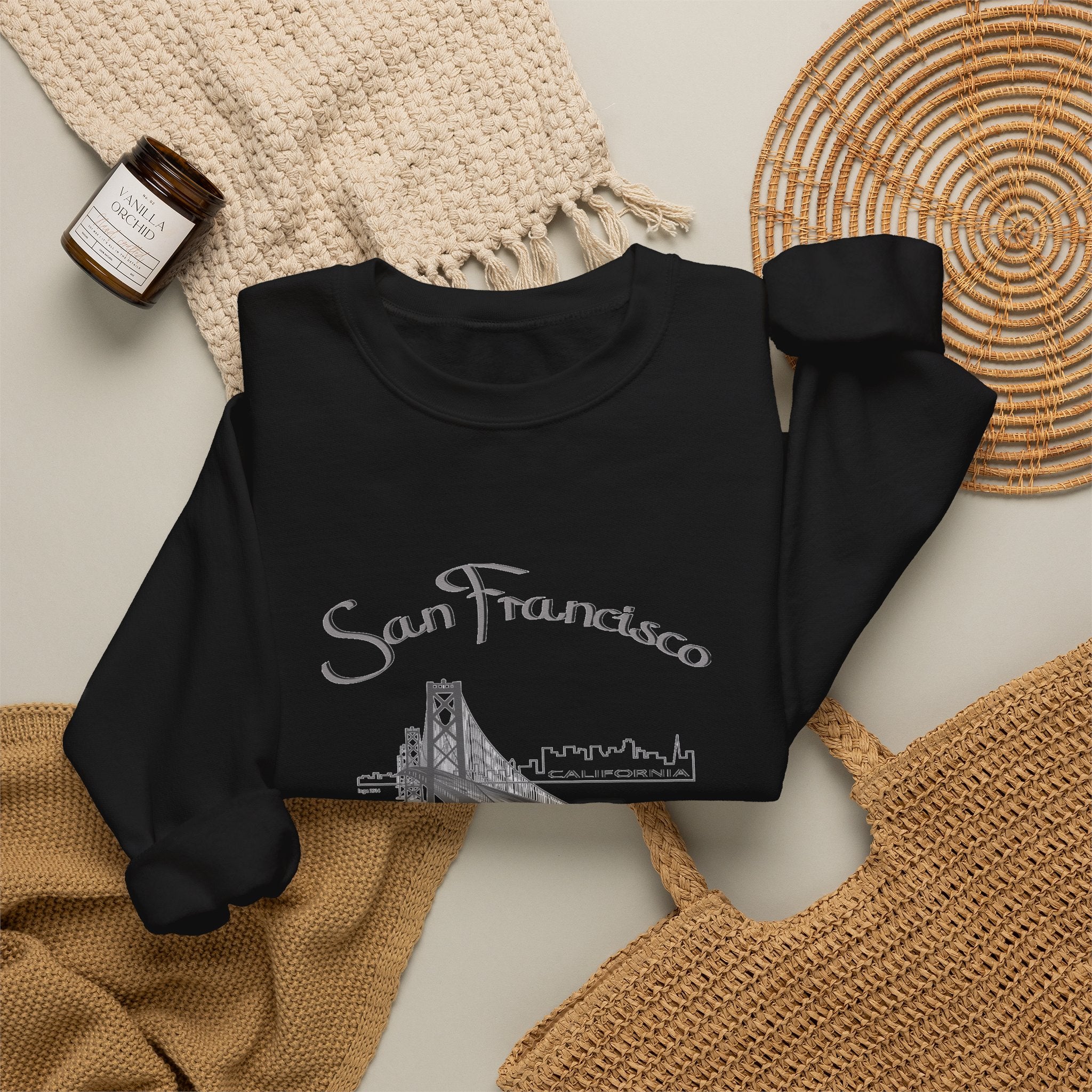 San Francisco Bridge Crewneck Sweatshirt — Vintage City Skyline Pullover