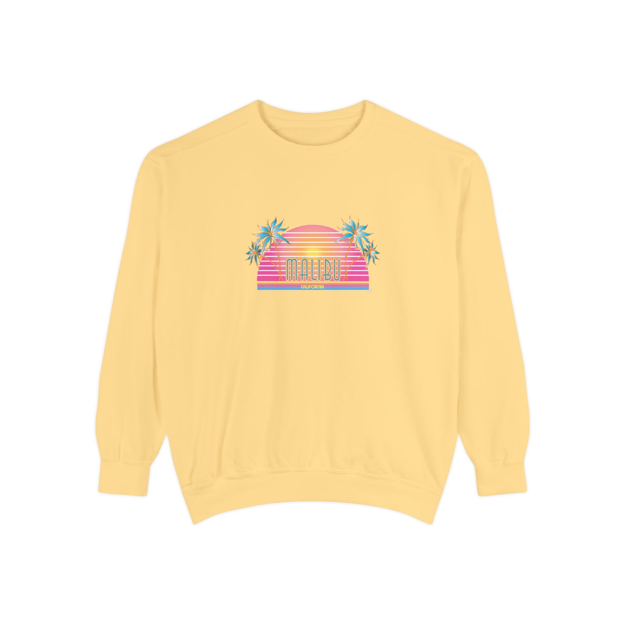 Malibu California Sunset Graphic Unisex Garment-Dyed Sweatshirt