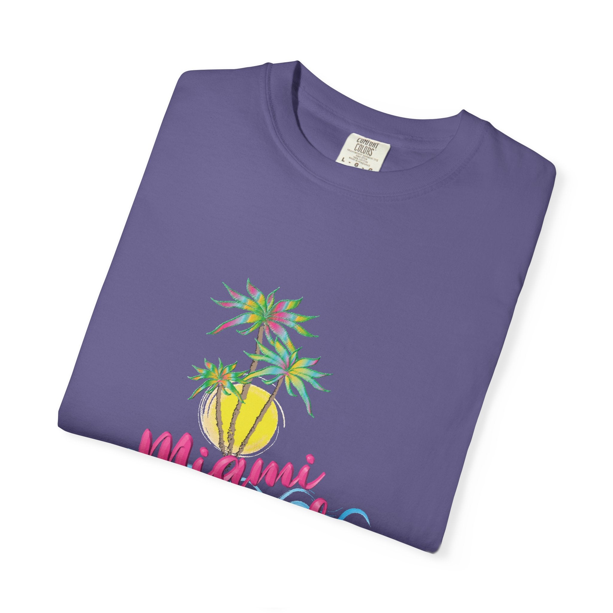 MIAMI BEACH Palm Sunset Graphic Unisex Garment-Dyed T-shirt