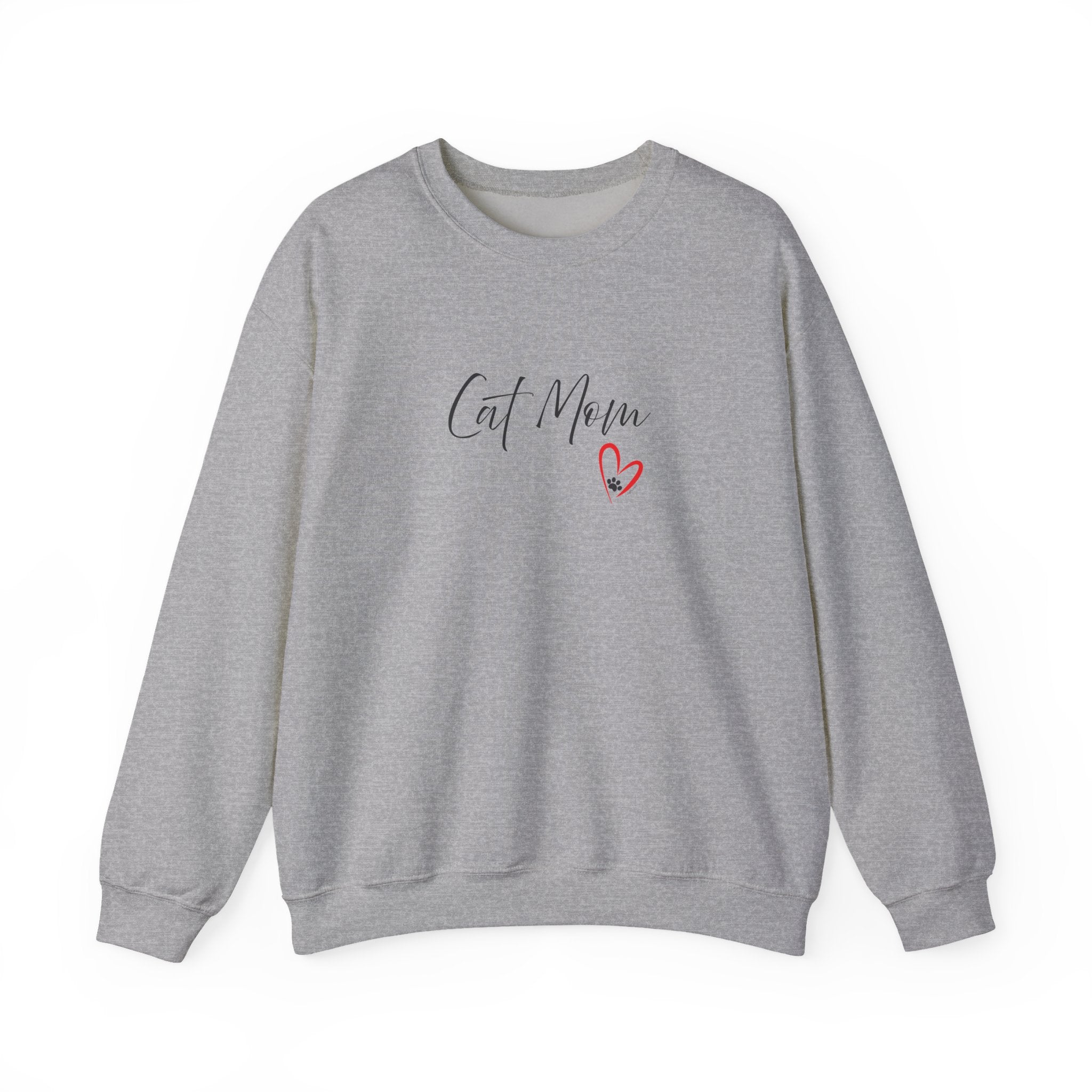 Cat Mom Heart Unisex Crewneck Sweatshirt
