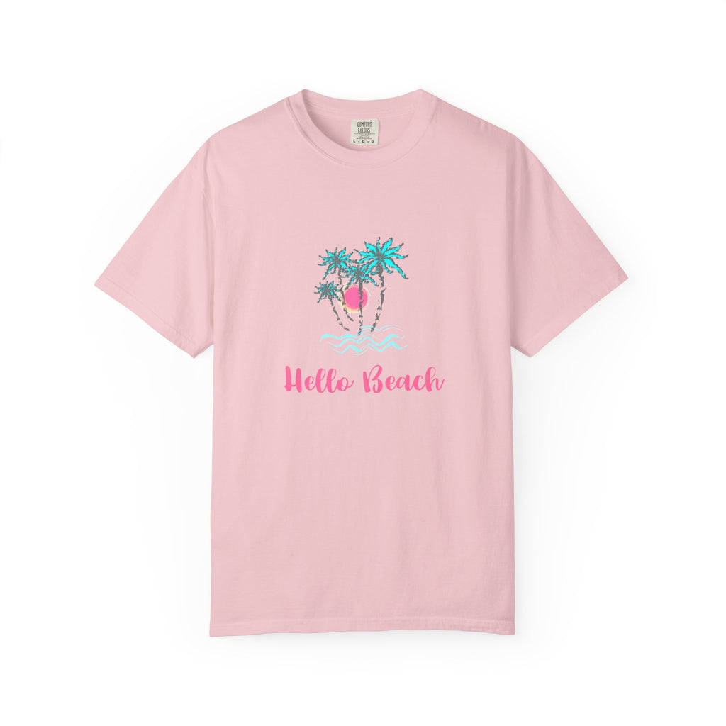 Hello Beach Graphic Unisex Garment-Dyed T-shirt