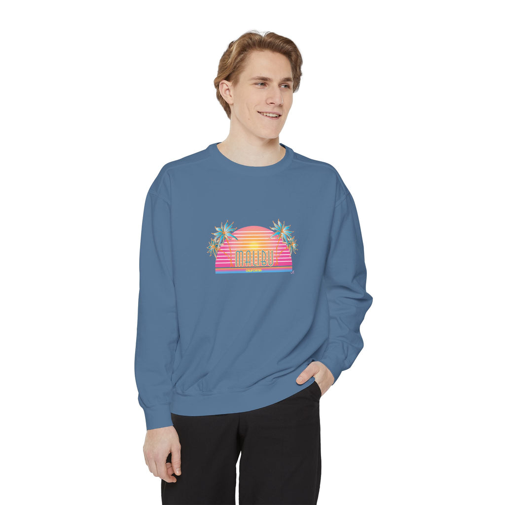 Malibu California Sunset Graphic Unisex Garment-Dyed Sweatshirt