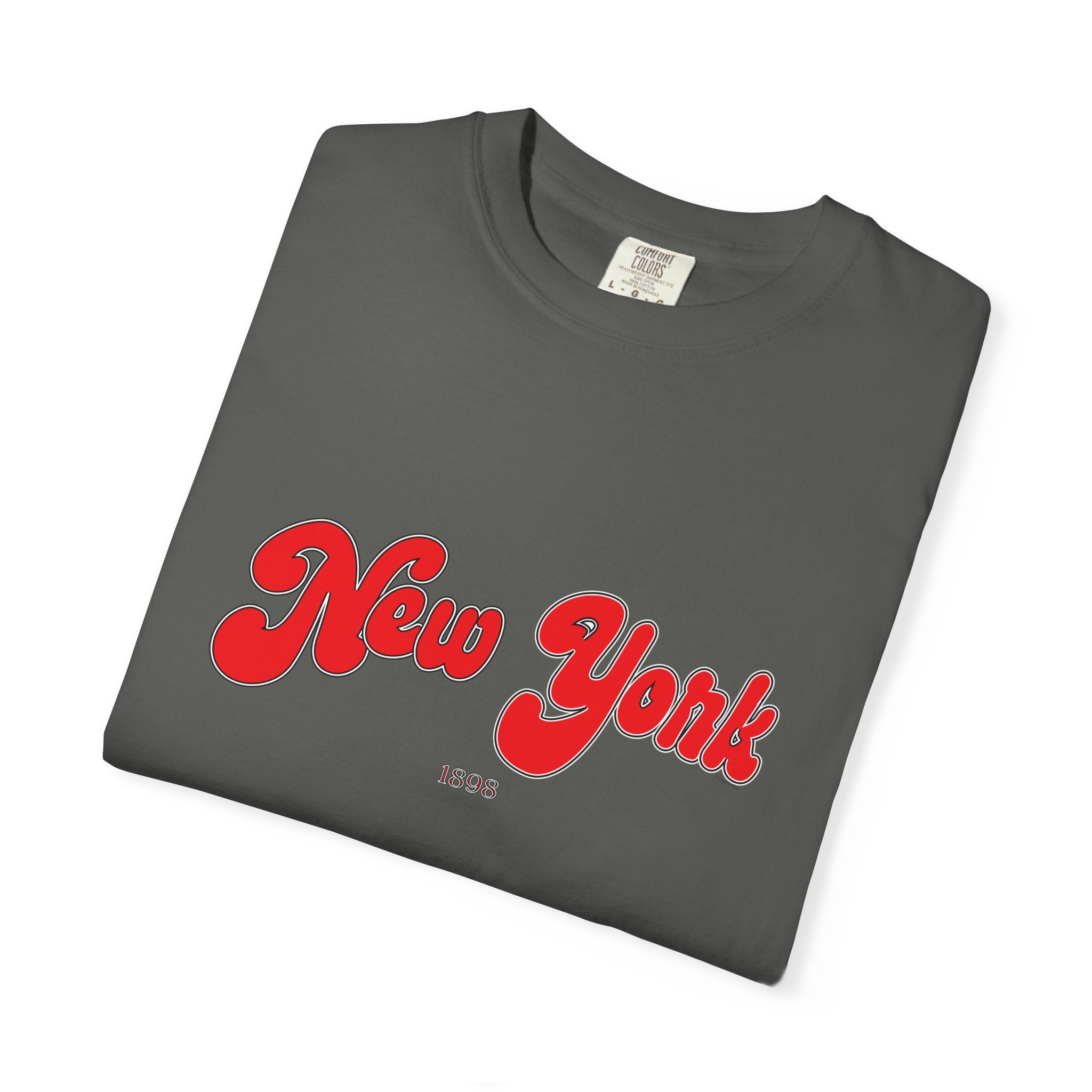 New York 1898 Black Red Lettering Graphic Tee