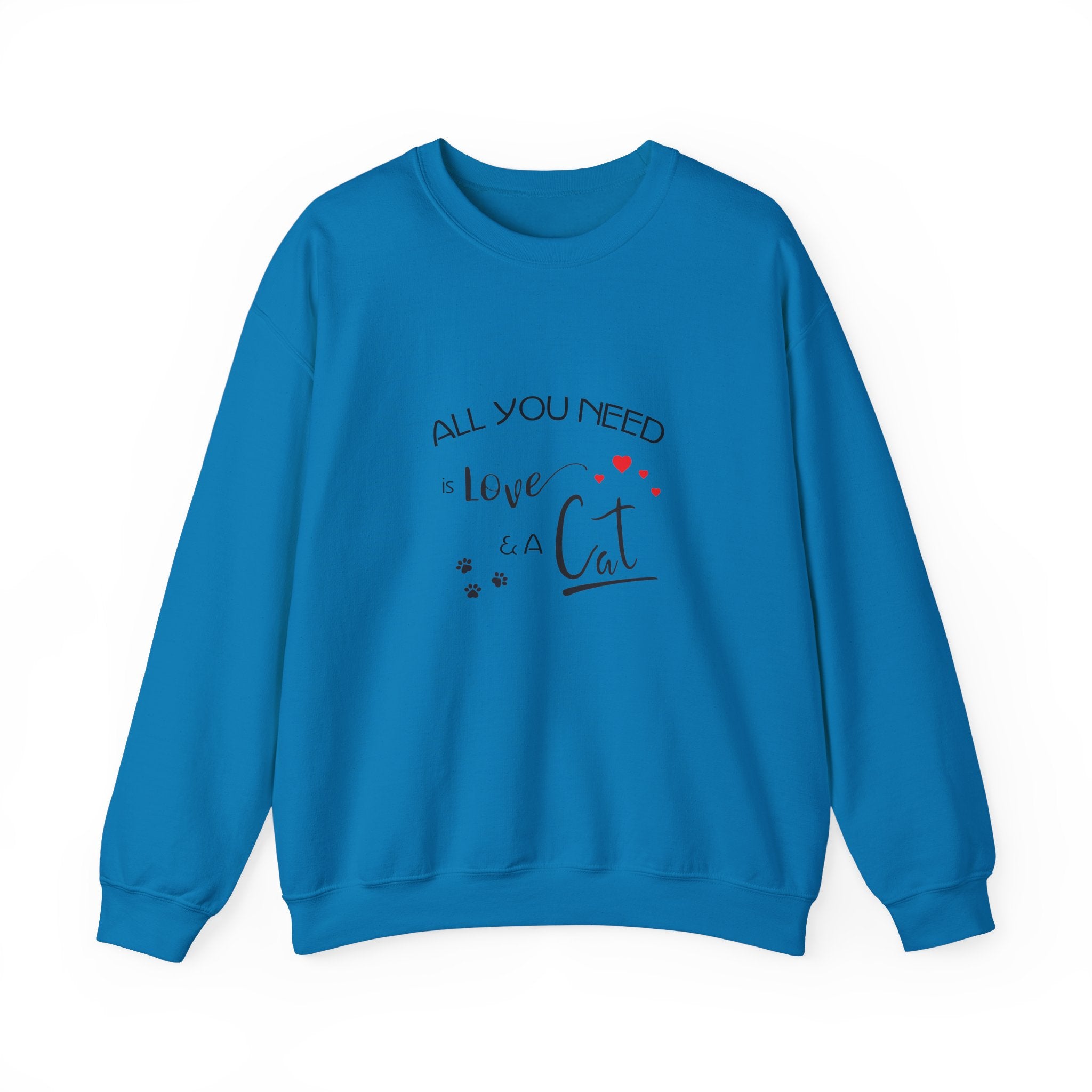 All You Need Is Love and a Cat Graphic Sweatshirt - Unisex Heavy Blend™ Crewneck Sweatshirt