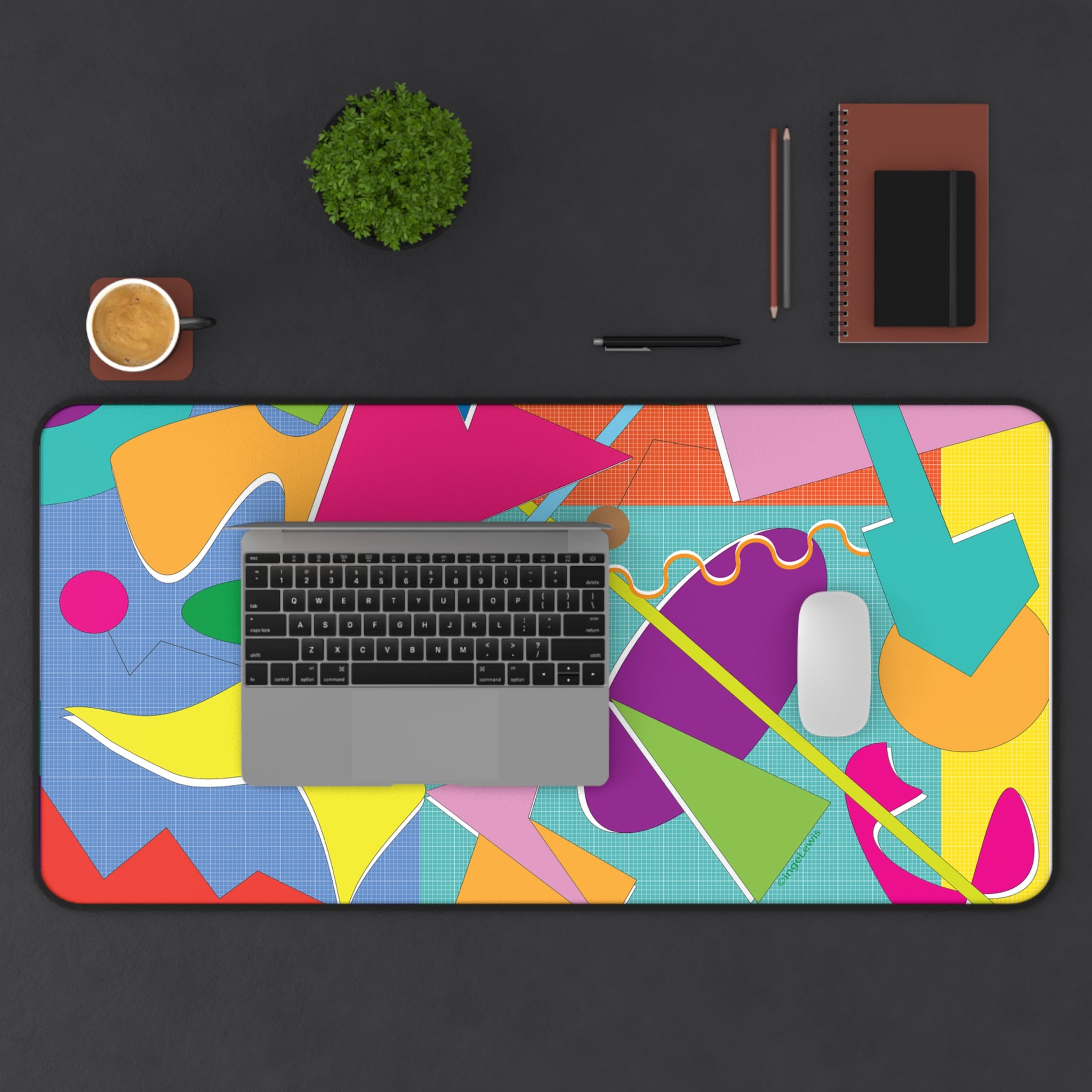 Connection Abstract Art Desk Mat – Colorful Geometric Modern Workspace Decor