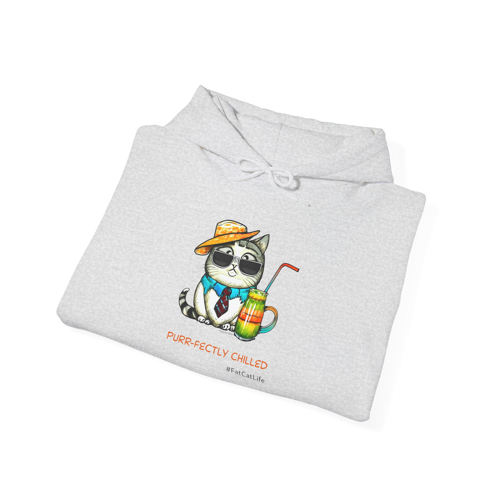 Purr-fectly Chilled Cat Graphic Hoodie Unisex Heavy Blend™ Hooded Sweatshirt