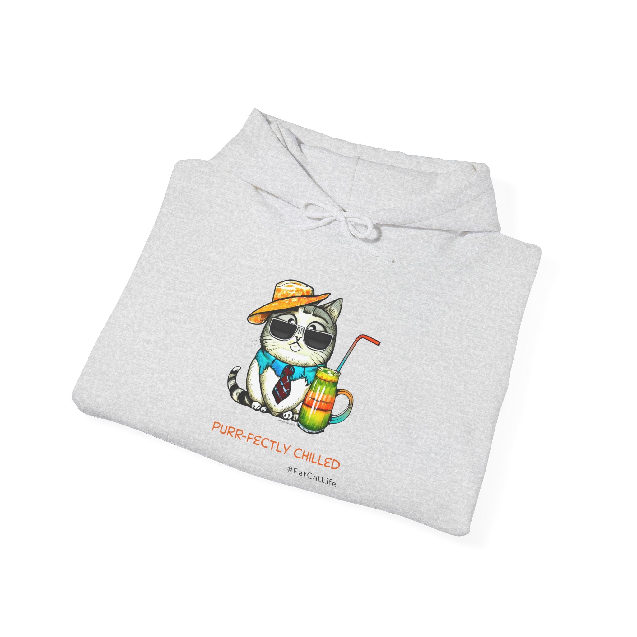 Purr-fectly Chilled Cat Graphic Hoodie Unisex Heavy Blend™ Hooded Sweatshirt