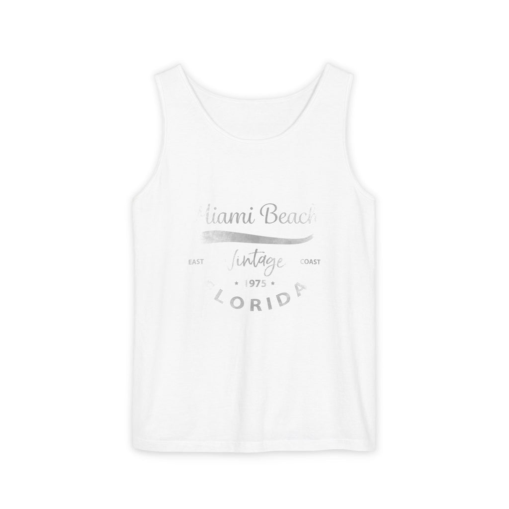 Miami Beach Vintage Graphic Tee Unisex Garment-Dyed Tank Top