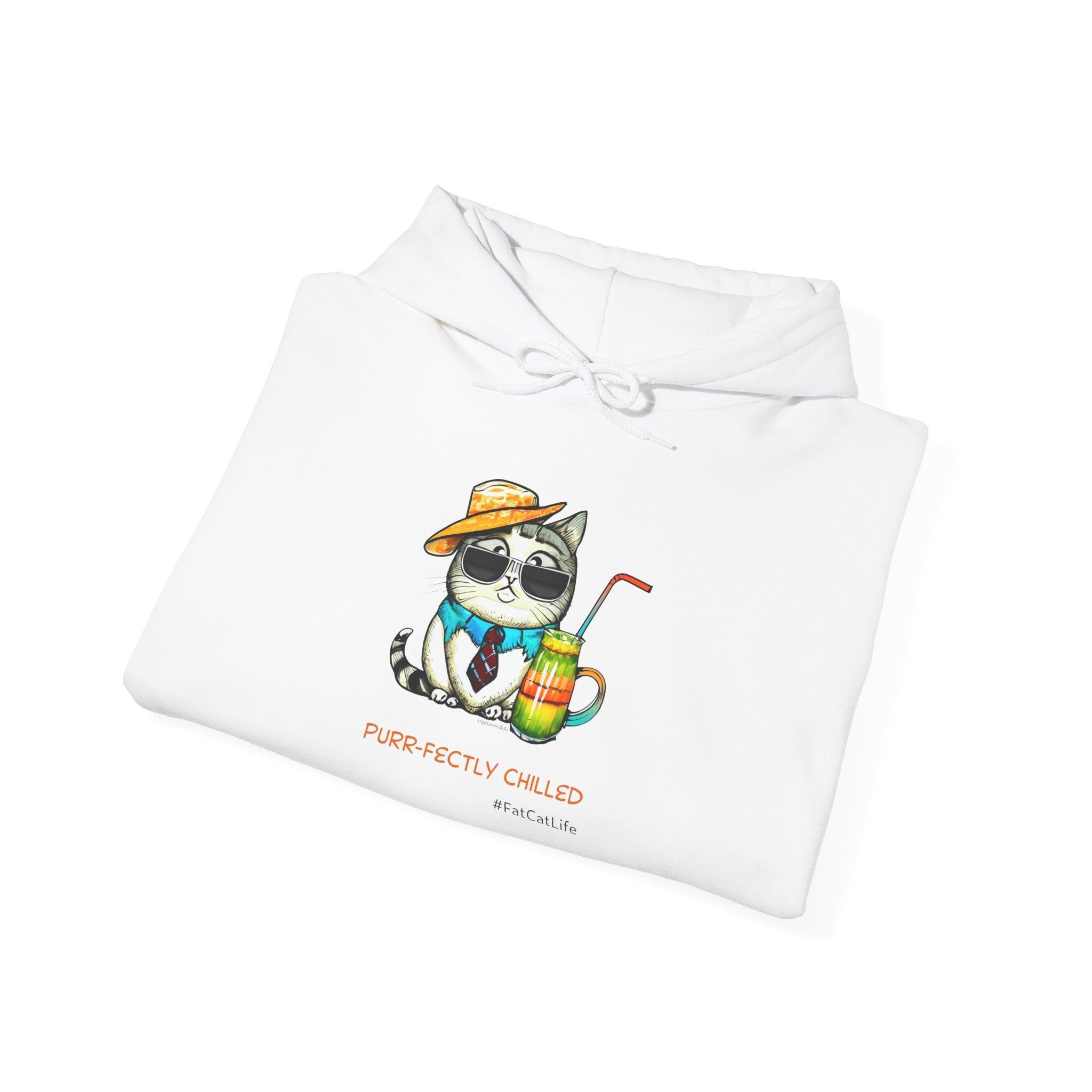 Purr-fectly Chilled Cat Graphic Hoodie Unisex Heavy Blend™ Hooded Sweatshirt