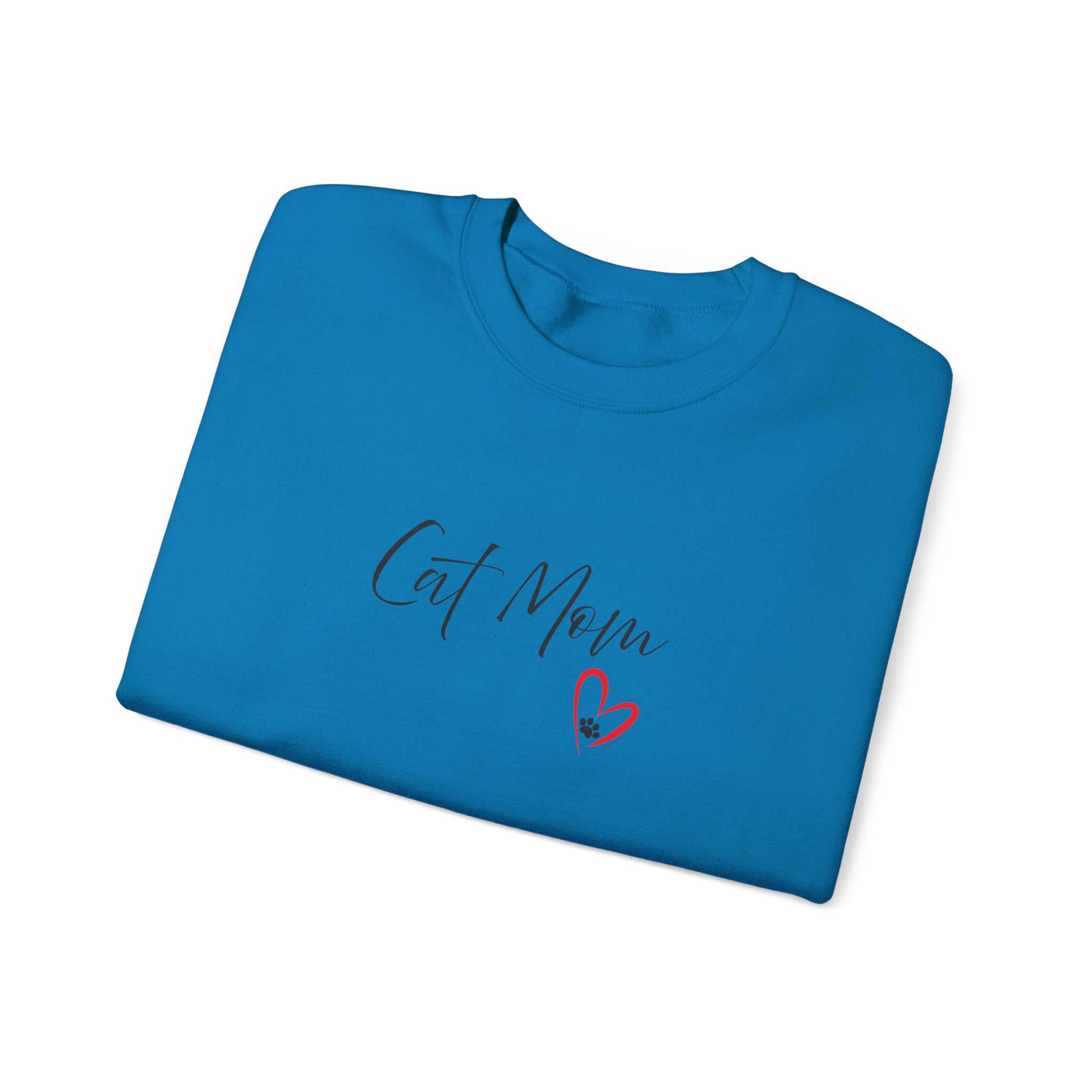 Cat Mom Heart Unisex Crewneck Sweatshirt