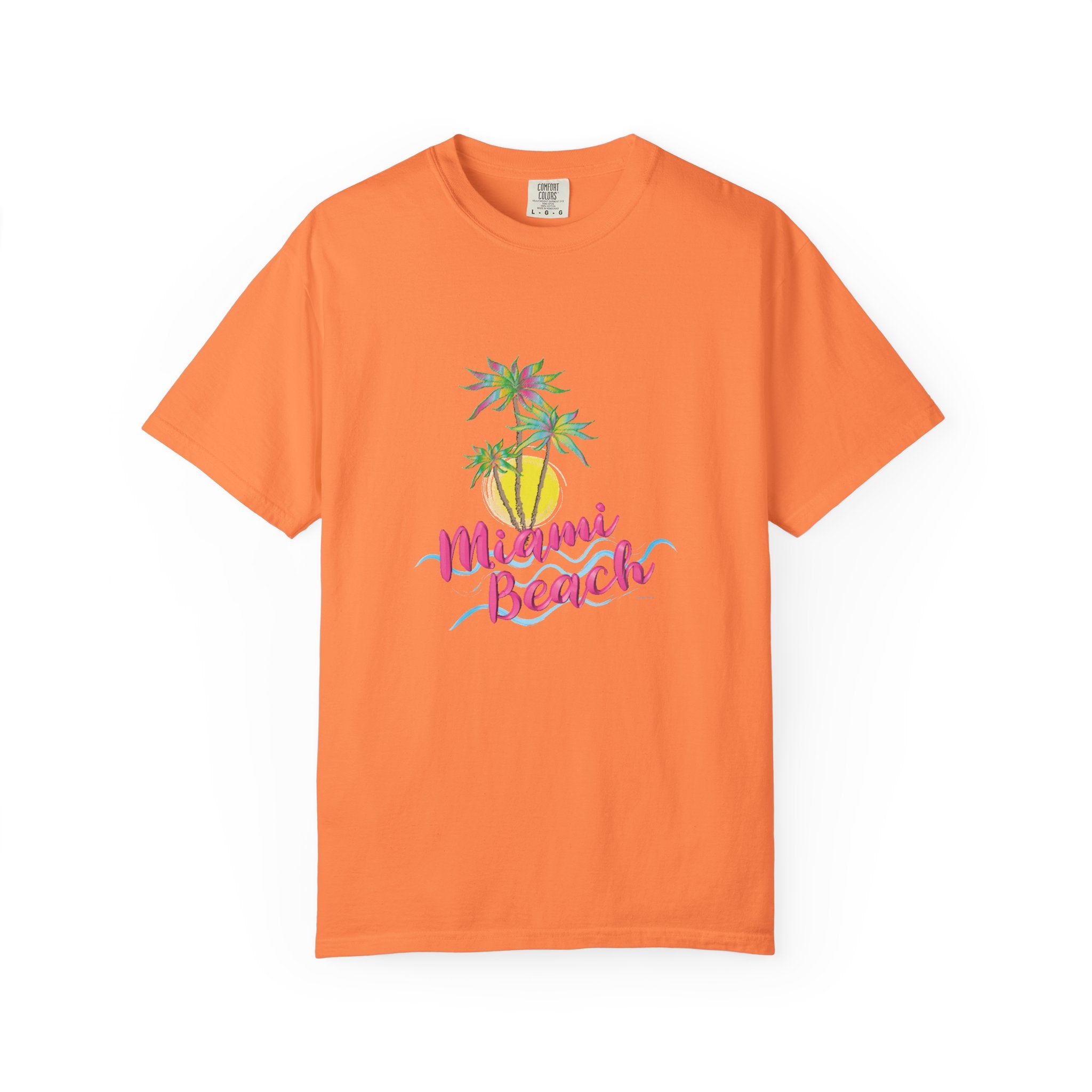 MIAMI BEACH Palm Sunset Graphic Unisex Garment-Dyed T-shirt