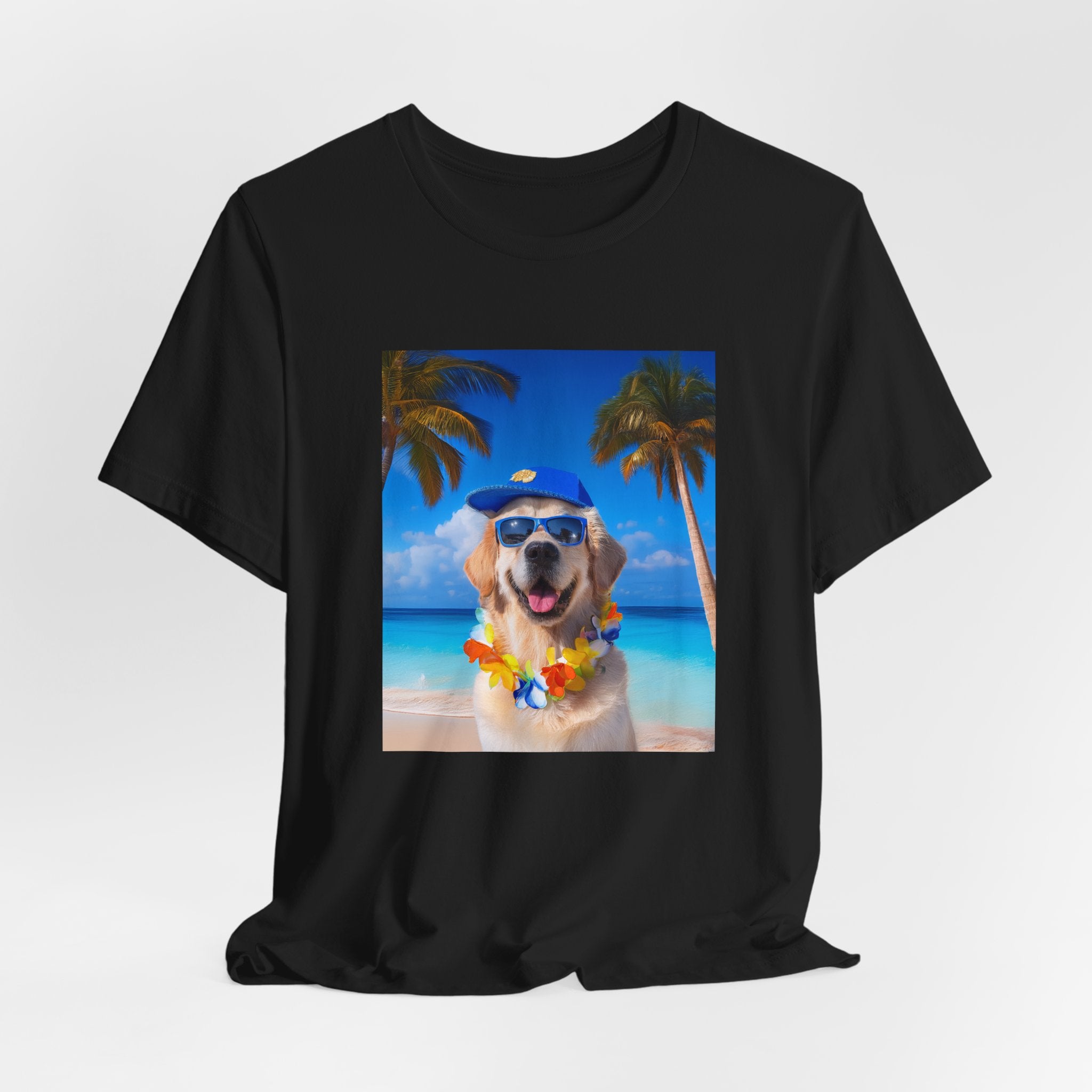 Beach Please Dog in Blue Hat T-Shirt