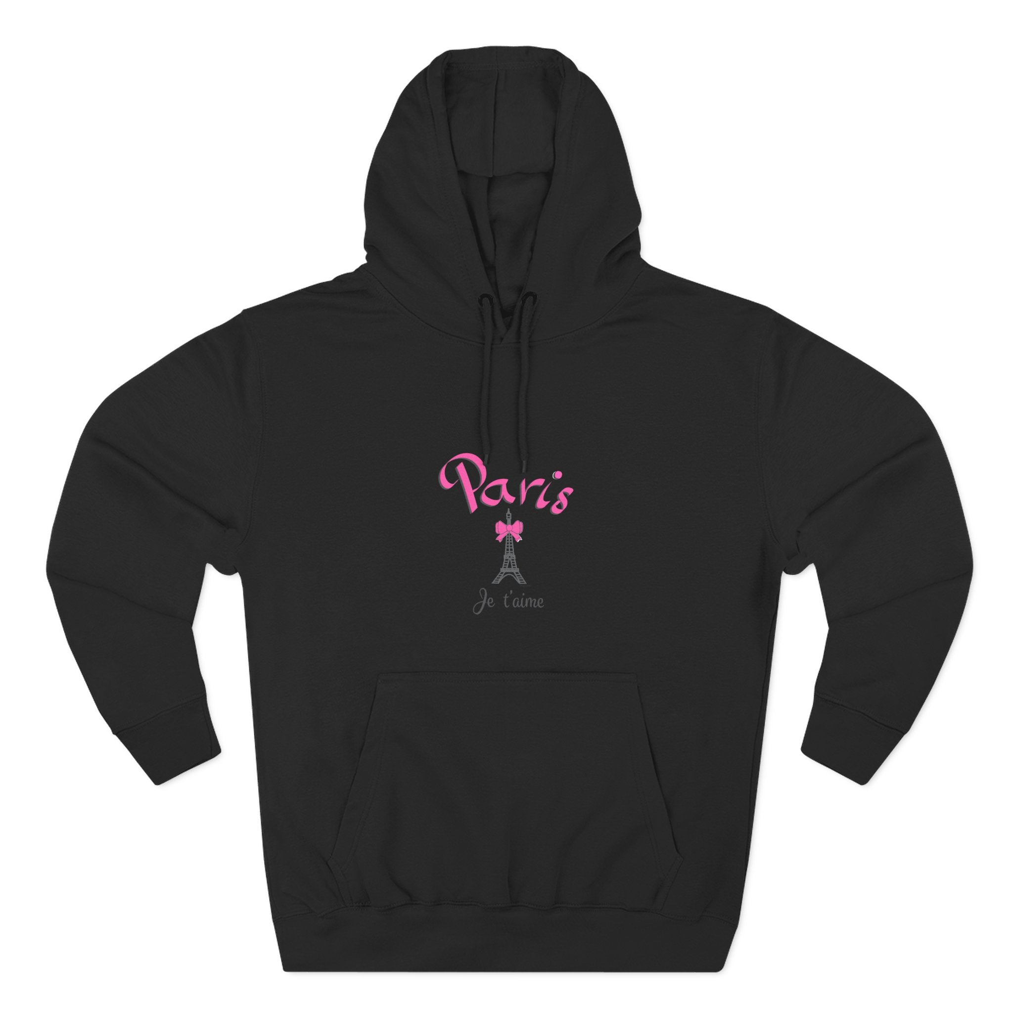 Paris Je T’aime Eiffel Tower Graphic Hoodie - Three-Panel Fleece Hoodie