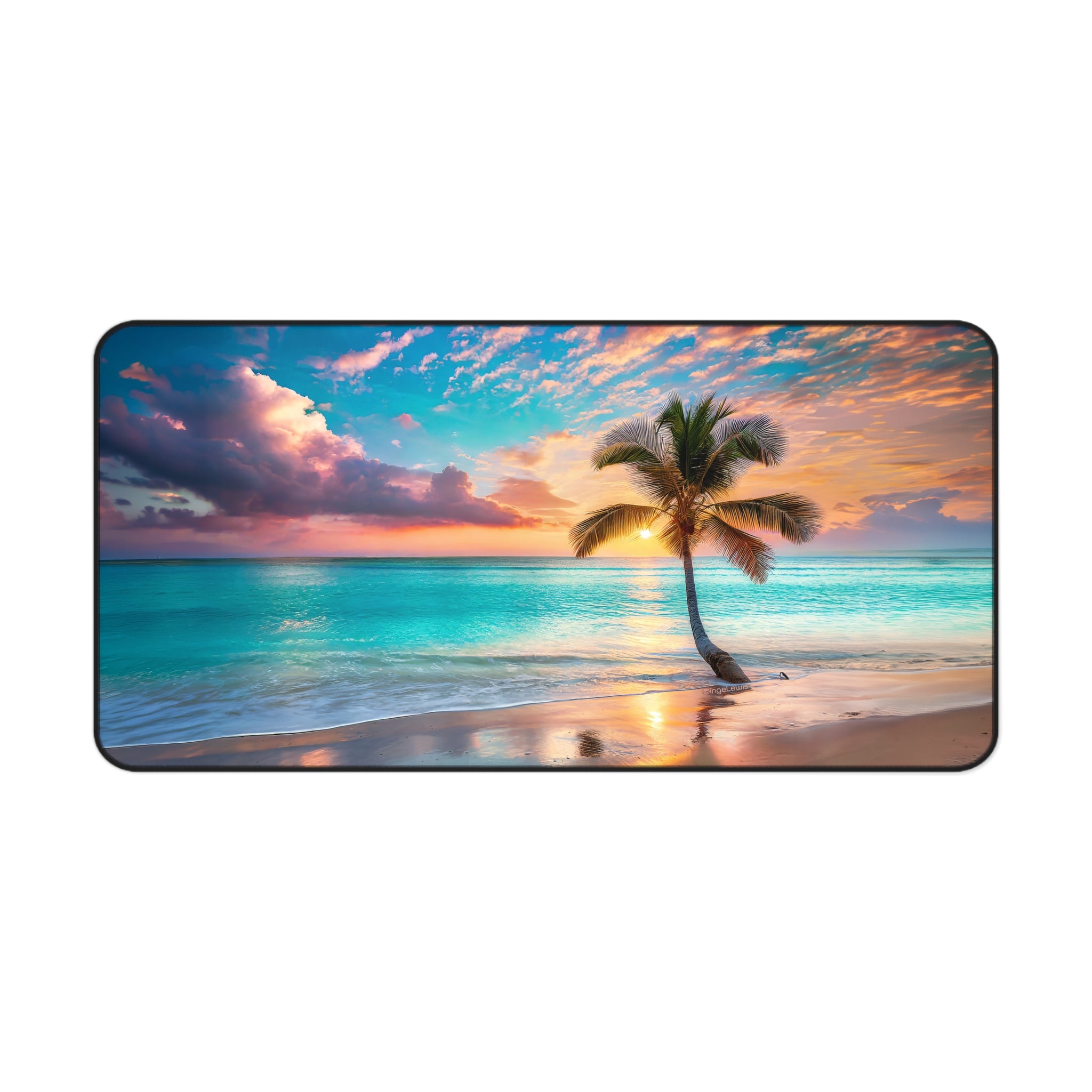 Tropical Island Sunset Desk Mat – Relaxing Beach Workspace Decor