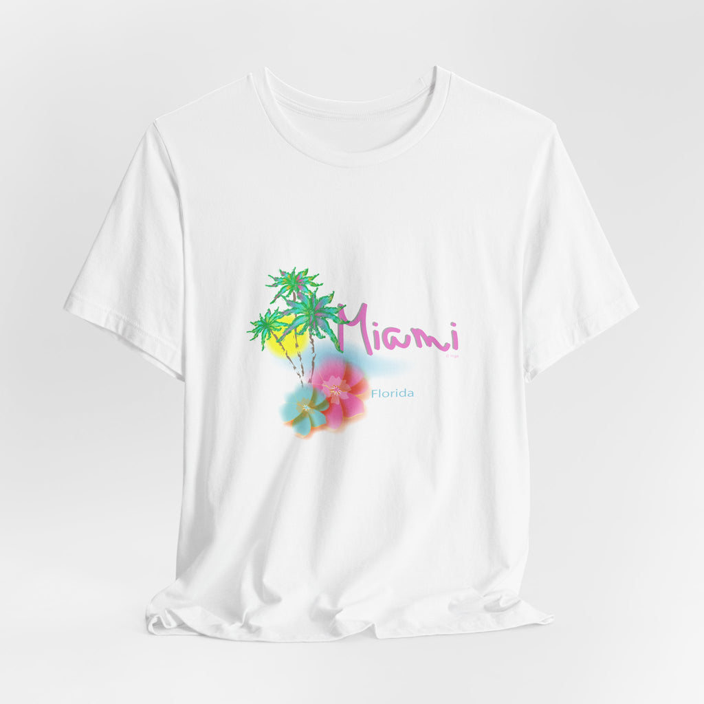 MIAMI, Florida Palm Sunset Graphic Unisex Jersey Short Sleeve Tee
