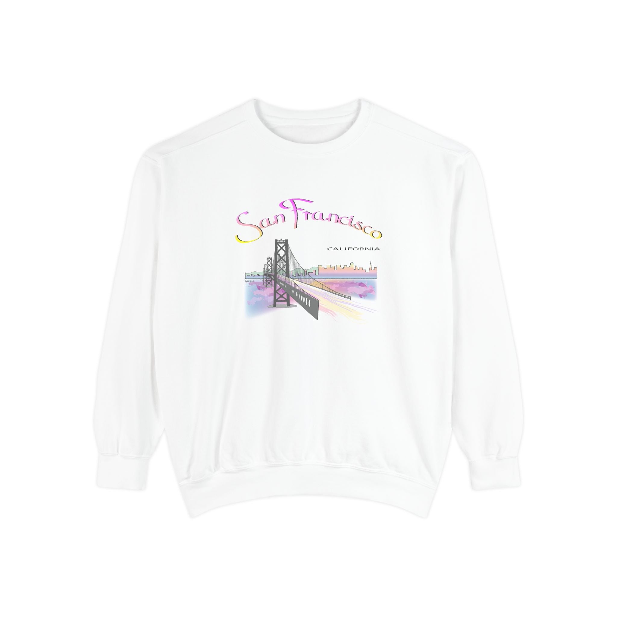 San Francisco Rainbow Bridge Graphic Sweatshirt - Unisex Garment-Dyed Sweatshirt