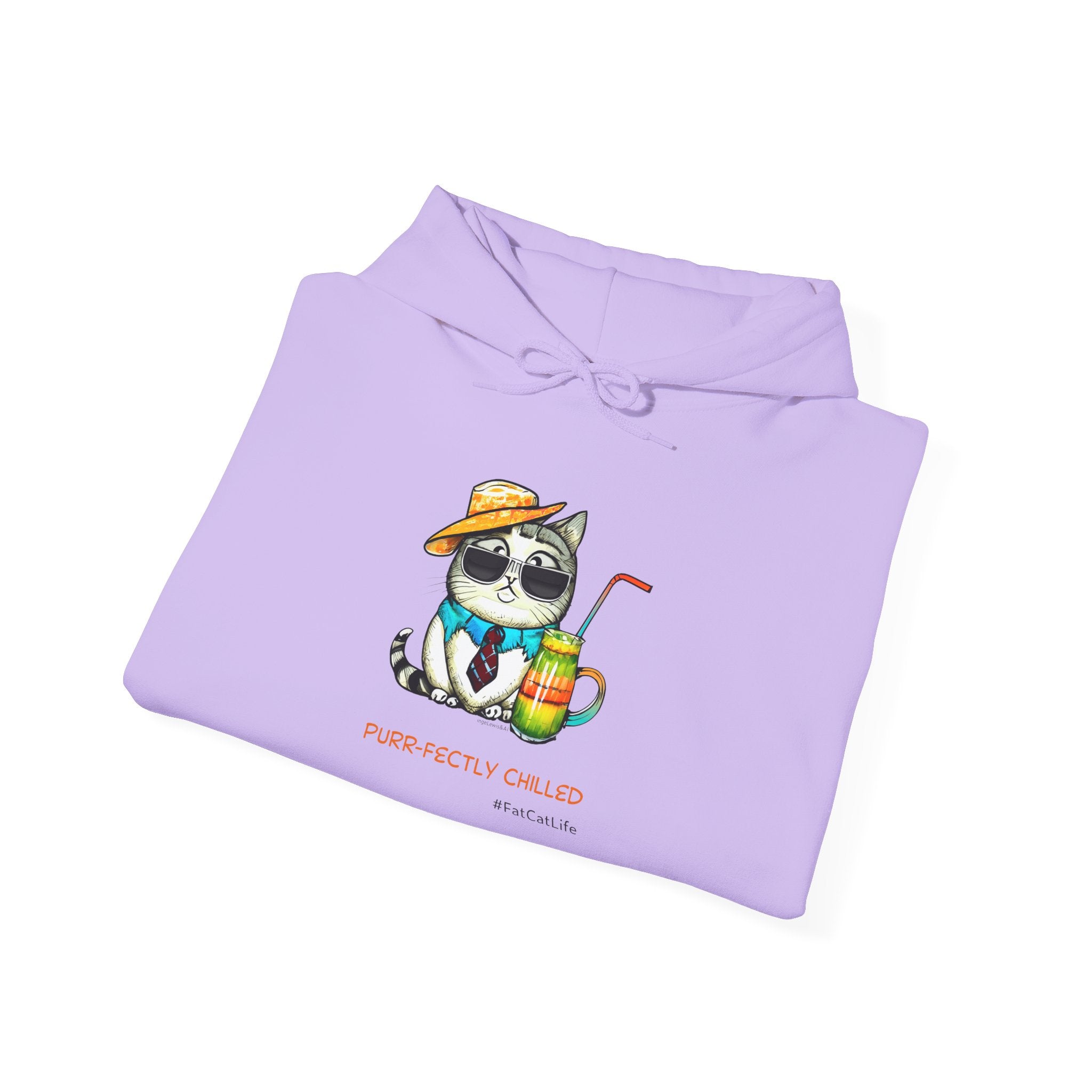 Purr-fectly Chilled Cat Graphic Hoodie Unisex Heavy Blend™ Hooded Sweatshirt