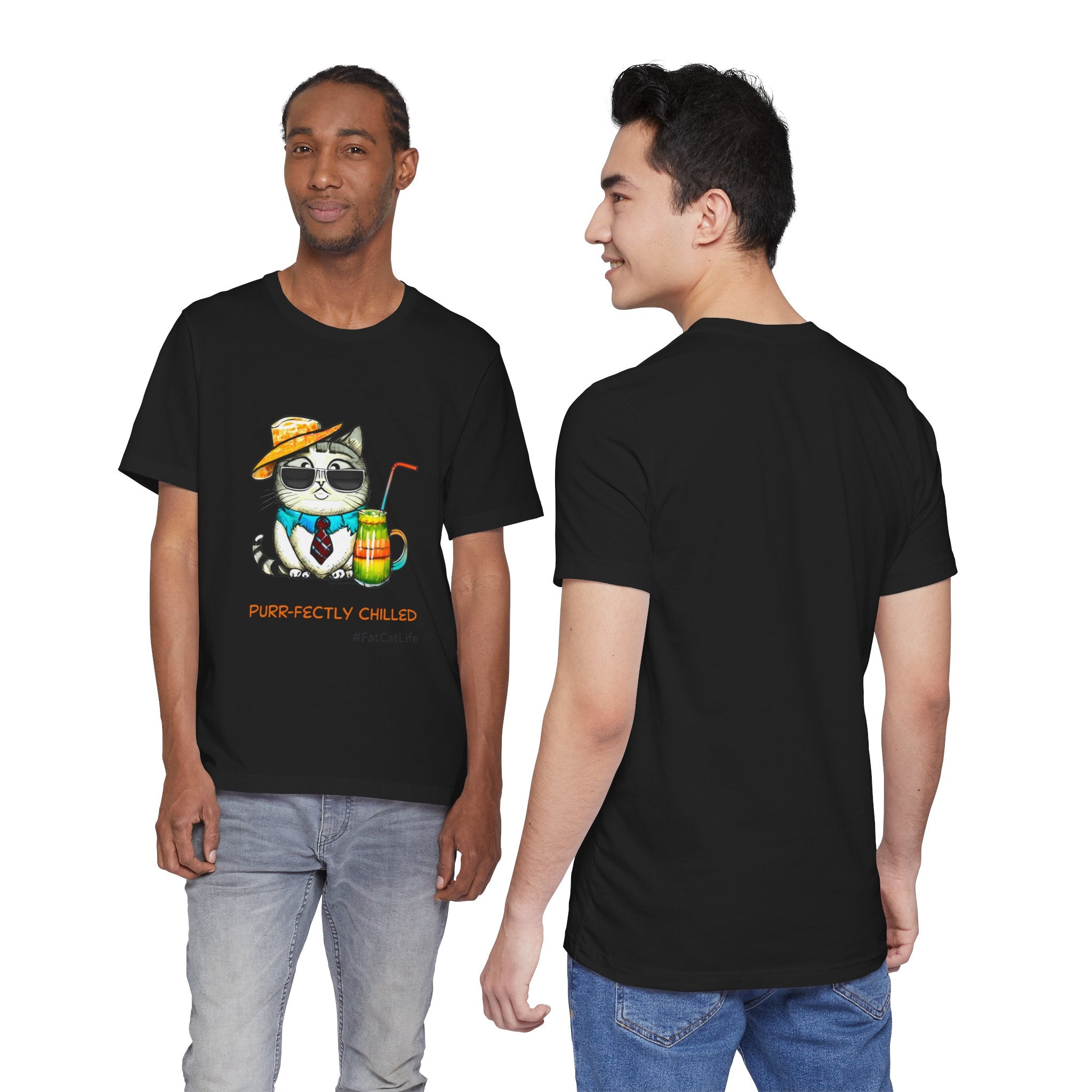 Purr-fectly Chilled Cat Graphic T-Shirt