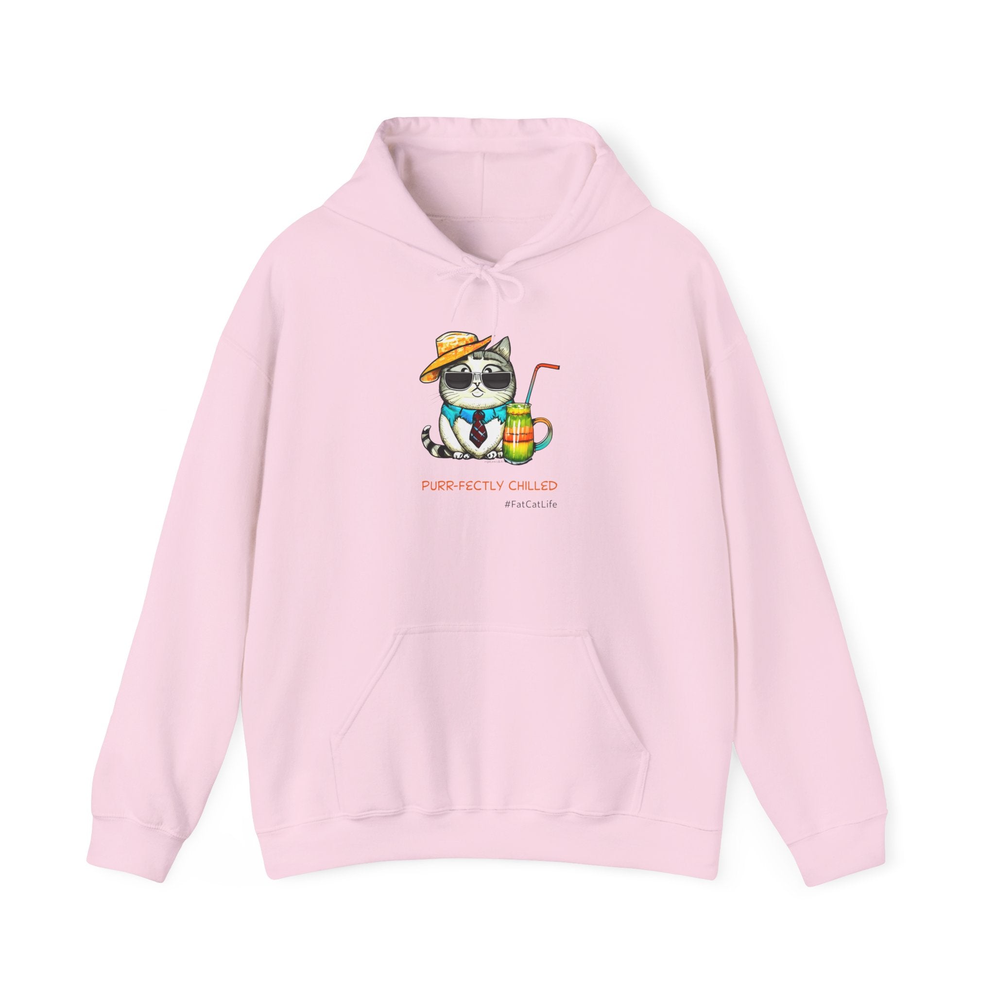 Purr-fectly Chilled Cat Graphic Hoodie Unisex Heavy Blend™ Hooded Sweatshirt