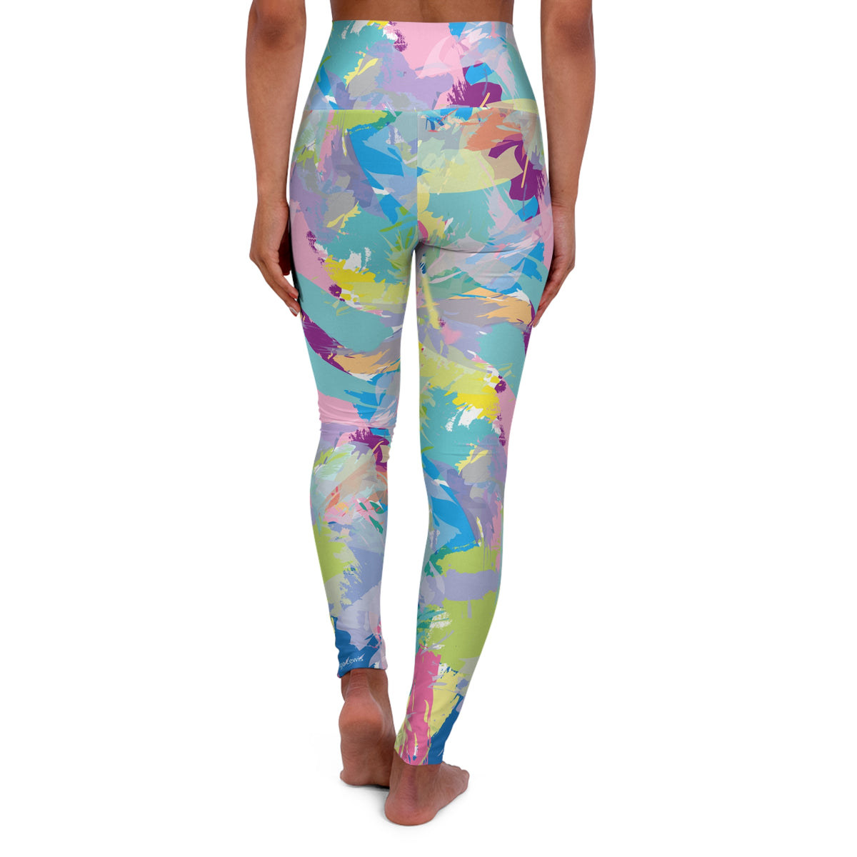 Colorful Abstract Brushstroke High Waisted Yoga Leggings (AOP)