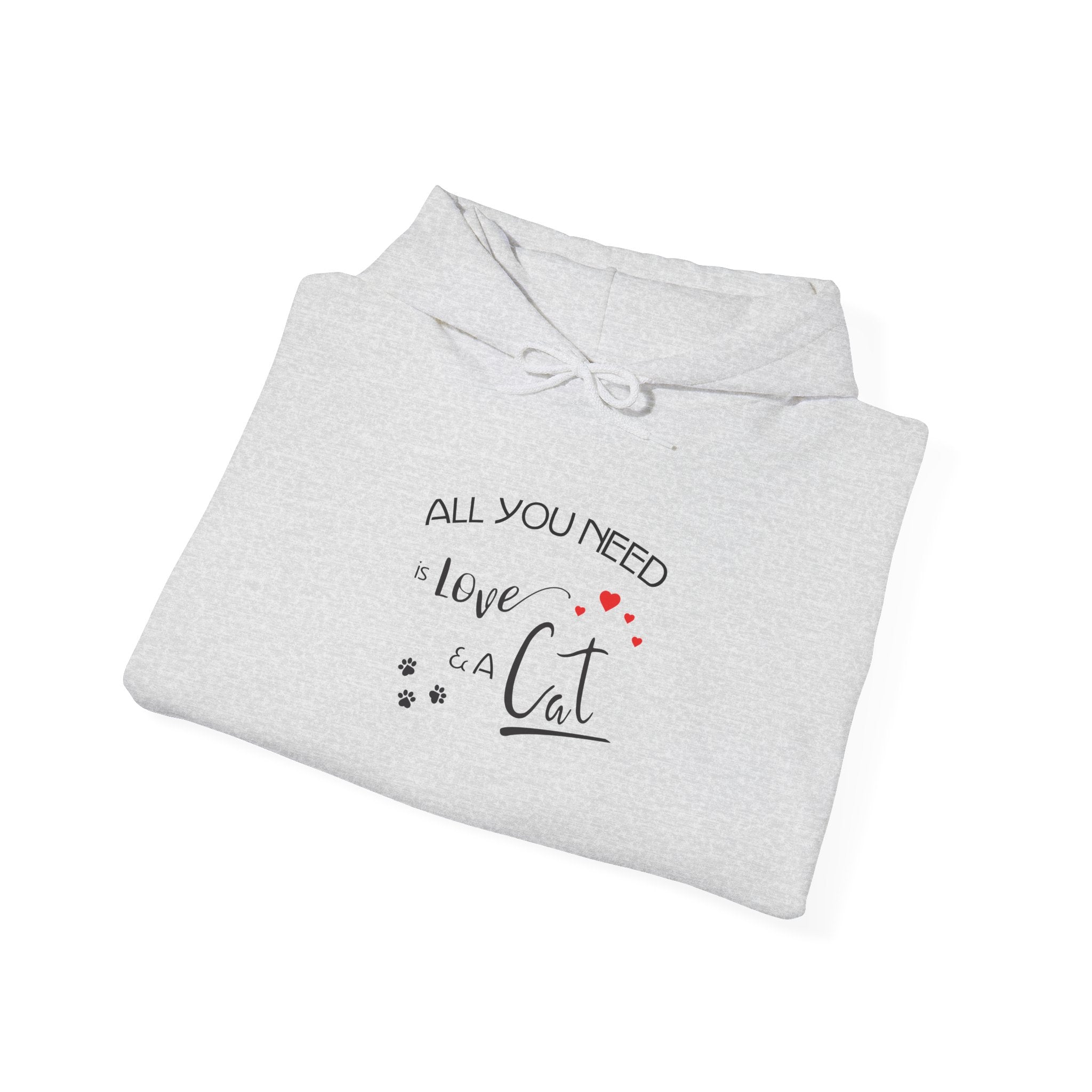 All You Need Is Love and a Cat Graphic Hoodie - Unisex Heavy Blend™ Hooded Sweatshirt