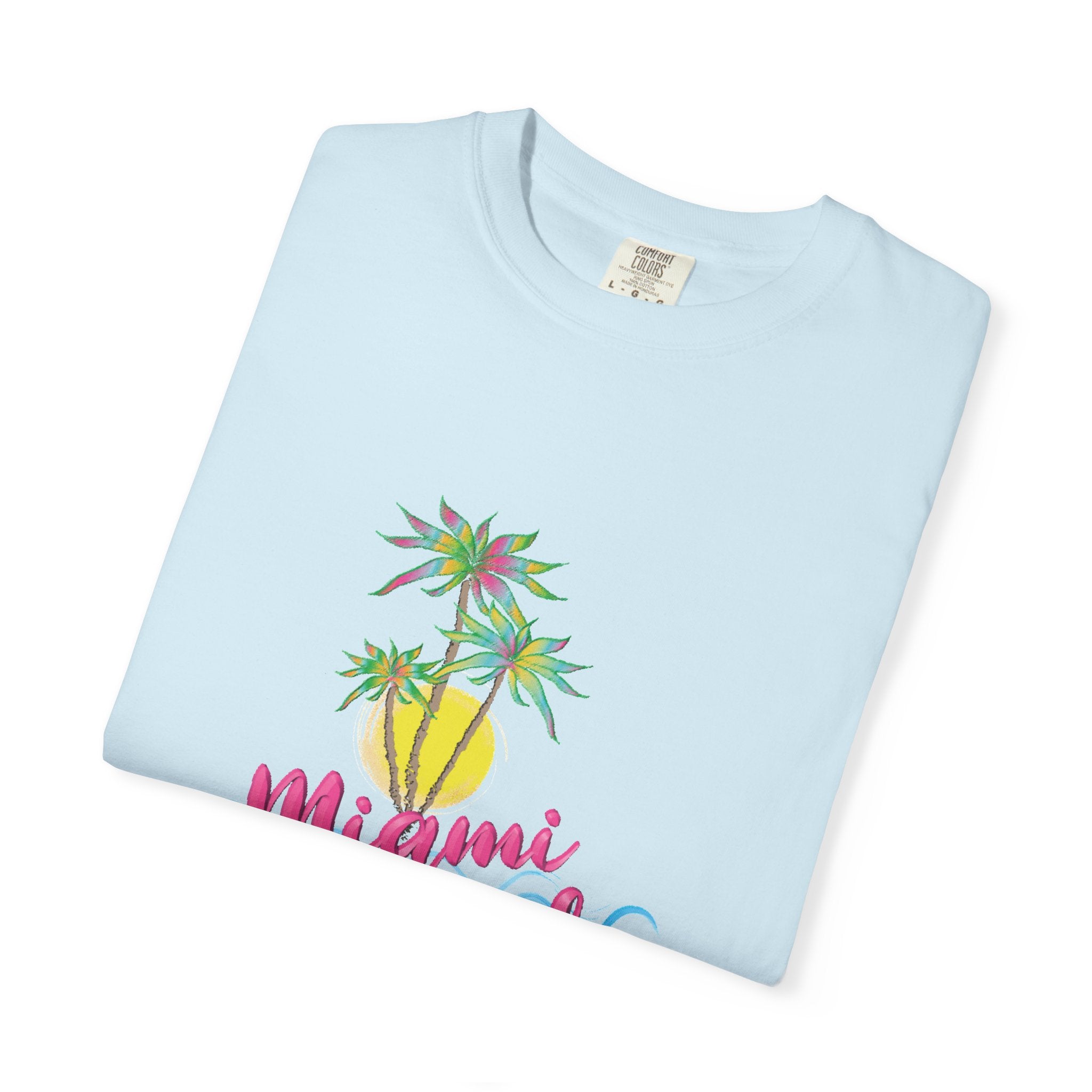 MIAMI BEACH Palm Sunset Graphic Unisex Garment-Dyed T-shirt