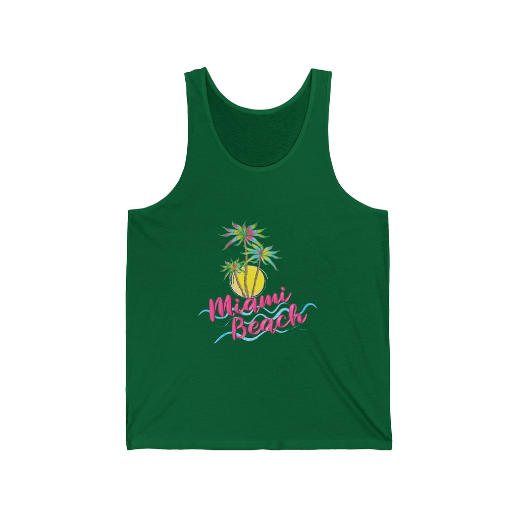 Awesome Miami Beach Florida with Palms Graphic Unisex Jersey Tank