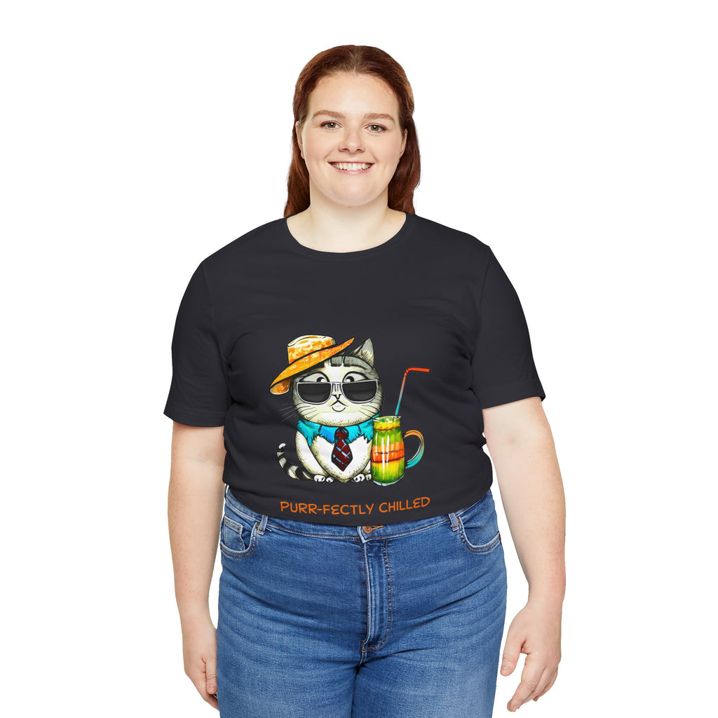 Purr-fectly Chilled Cat Graphic T-Shirt