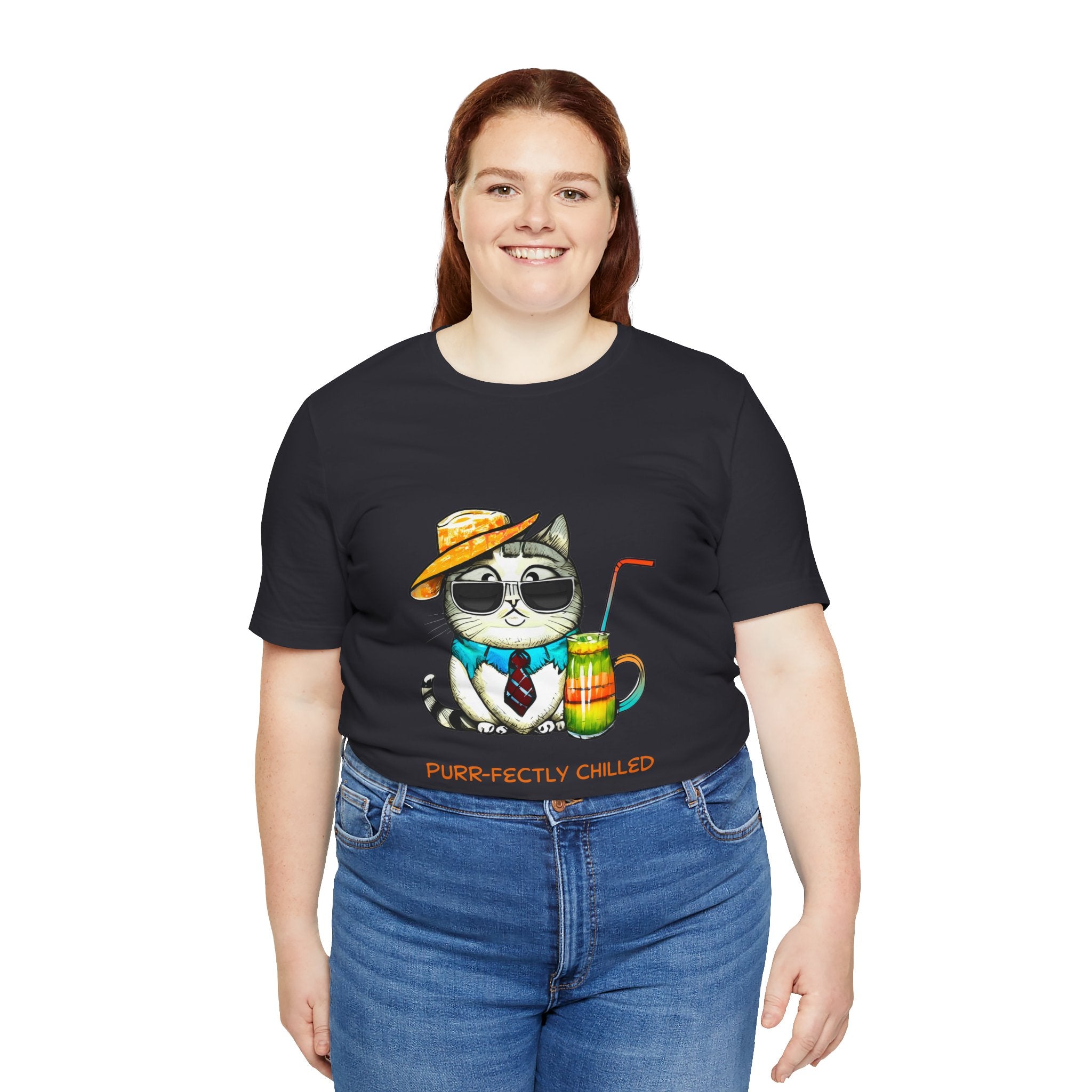 Purr-fectly Chilled Cat Graphic T-Shirt