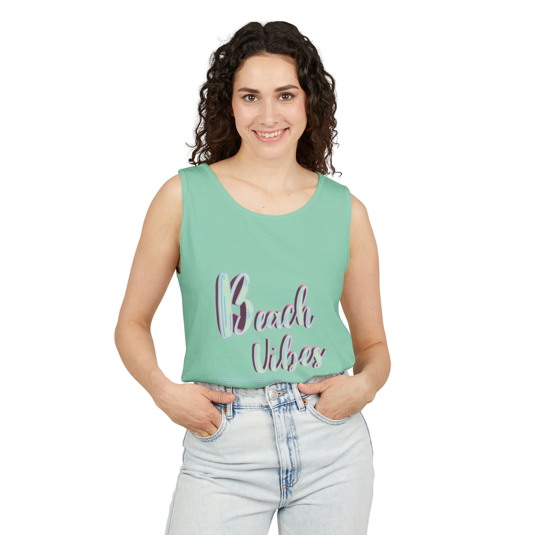 Beach Vibes Graphic Unisex Garment-Dyed Tank Top