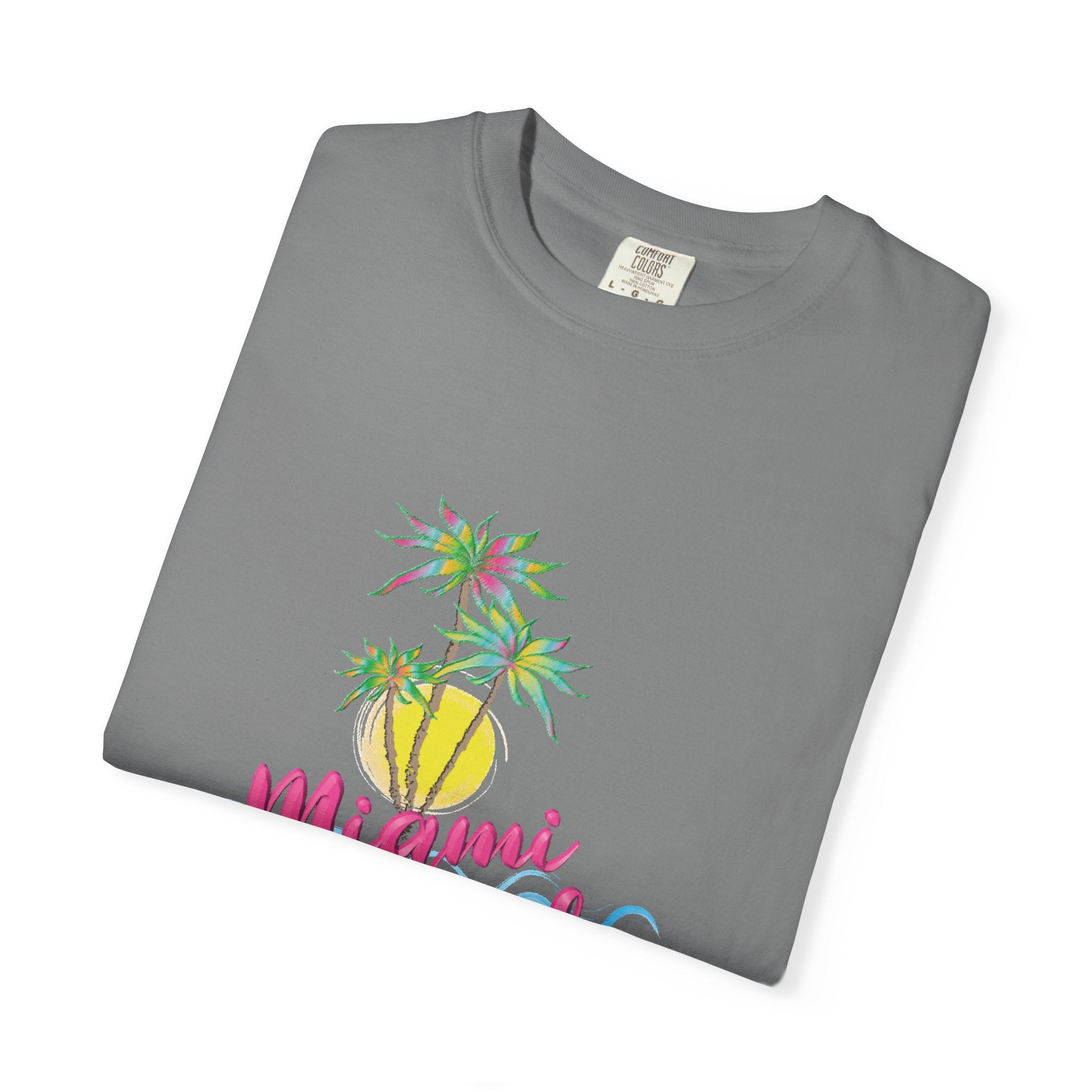 MIAMI BEACH Palm Sunset Graphic Unisex Garment-Dyed T-shirt