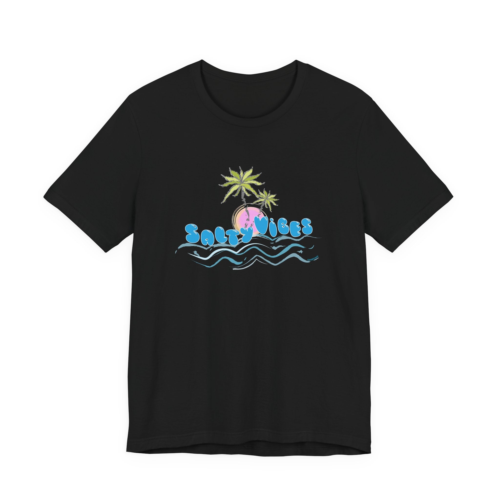 Salty Vibes Palm Trees Beach Graphic Unisex Short Sleeve Tee