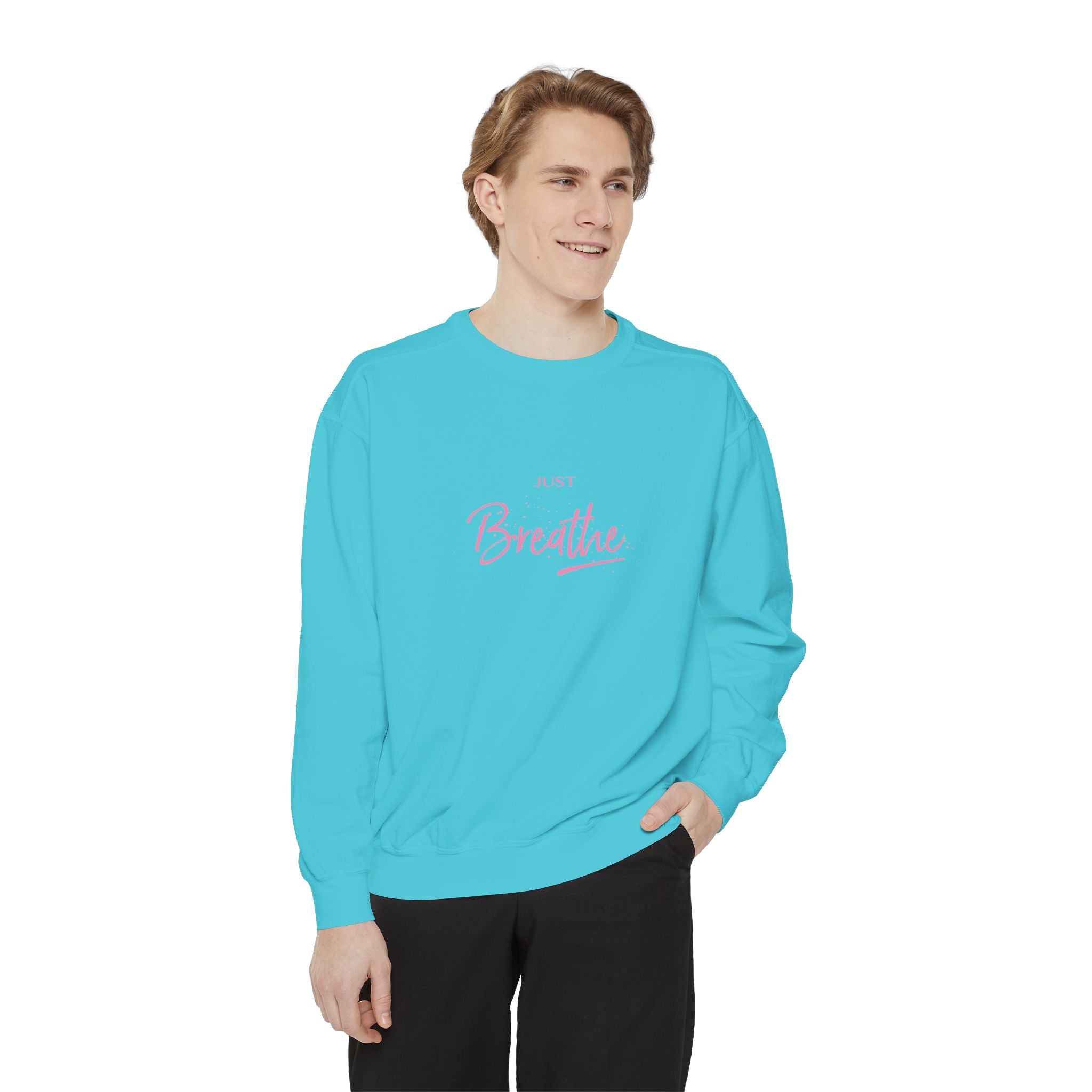 Just Breathe Zen Yoga Graphic Sweatshirt - Unisex Garment-Dyed Sweatshirt