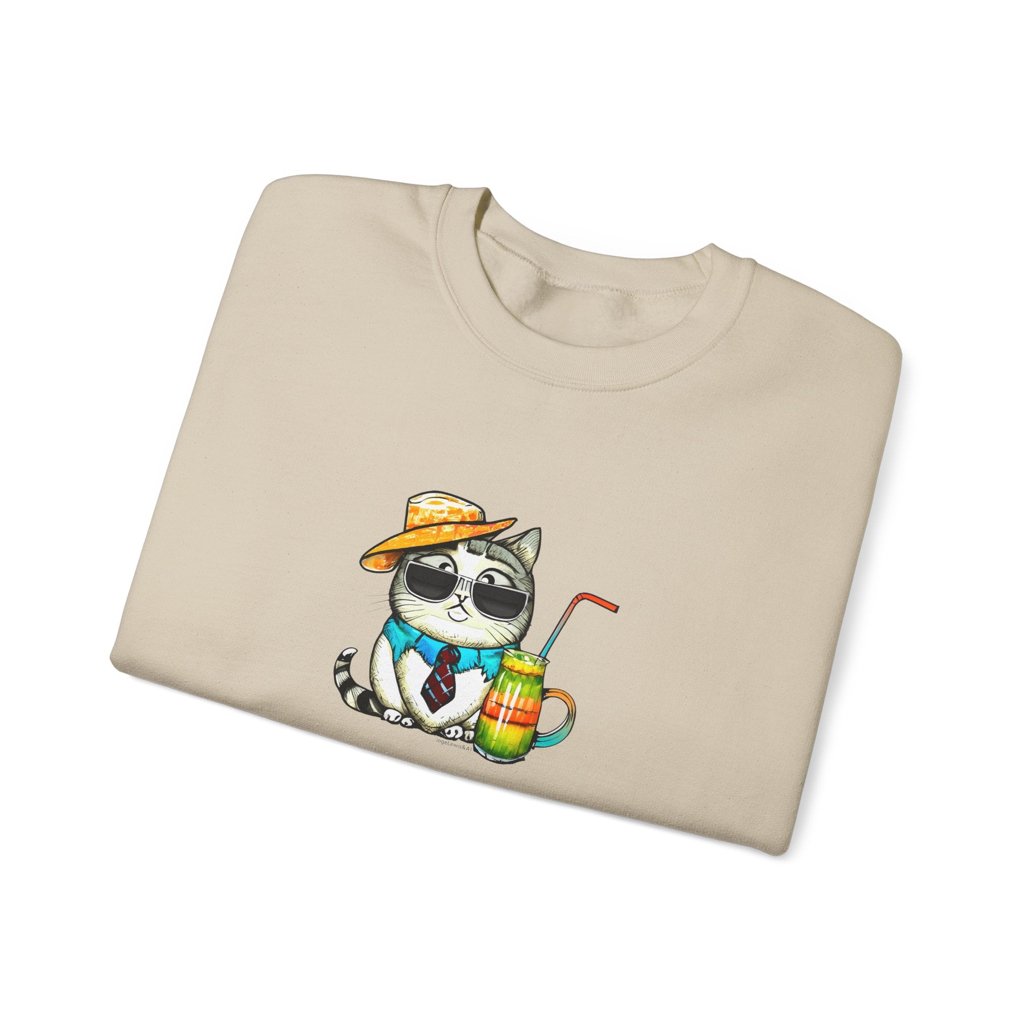Fun Purr-fectly Chilled Cat Graphic Unisex Heavy Blend™ Crewneck Sweatshirt