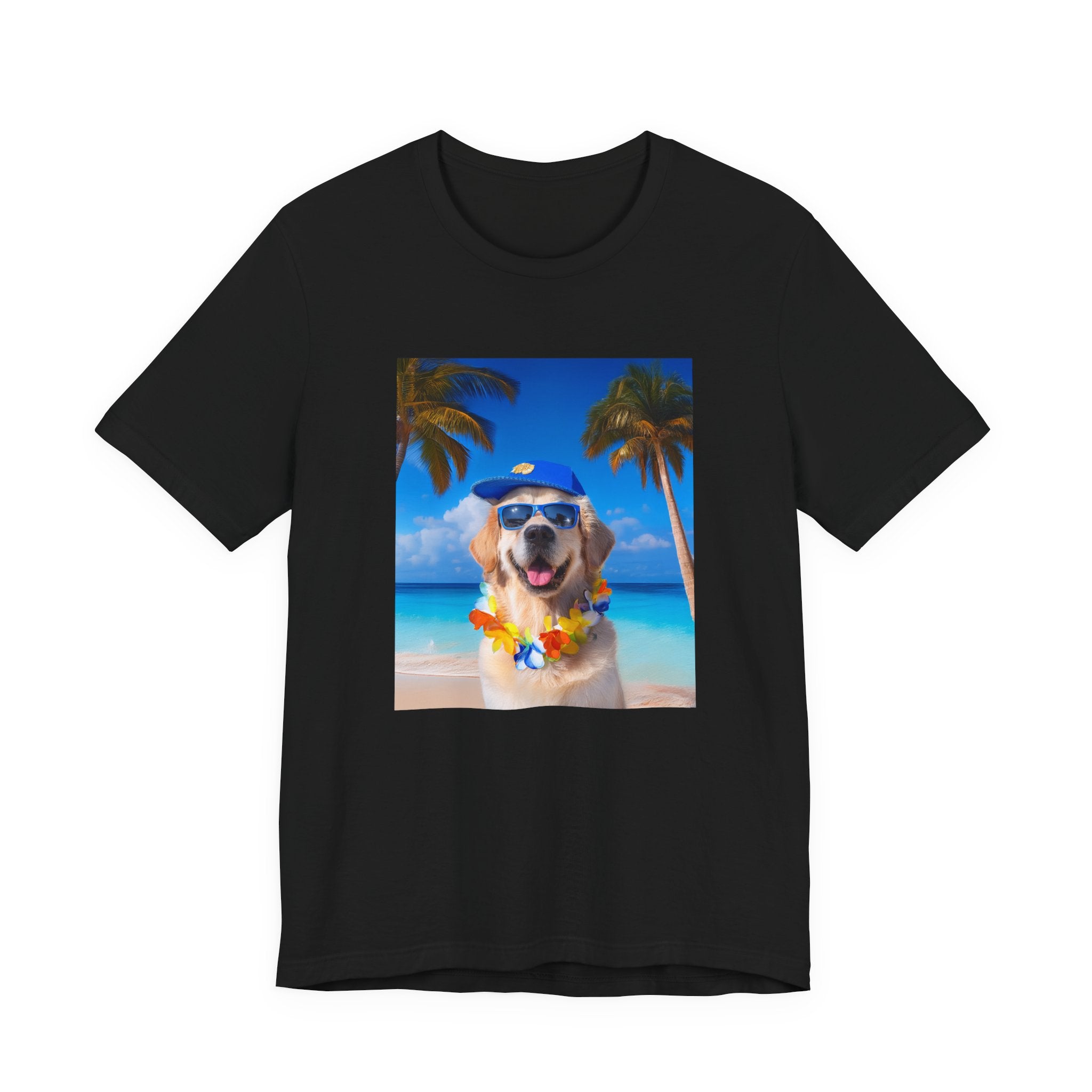 Beach Please Dog in Blue Hat T-Shirt