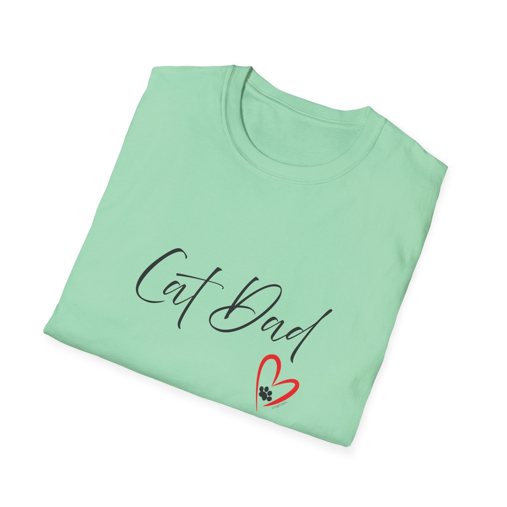 Cat Dad Heart Paw Graphic T-Shirt