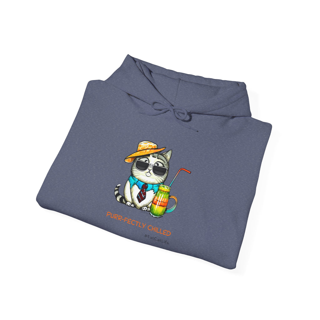 Purr-fectly Chilled Cat Graphic Hoodie Unisex Heavy Blend™ Hooded Sweatshirt