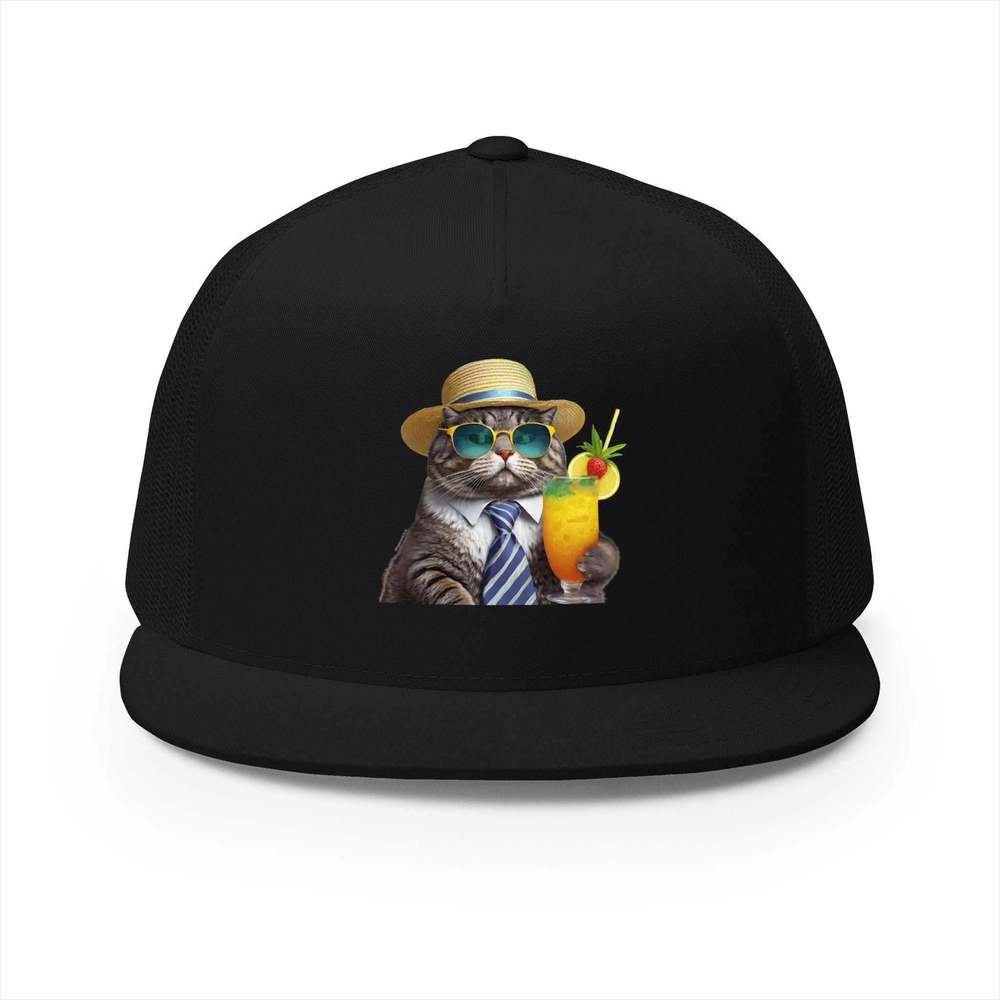 Happy Hour Cat Trucker Hat | Funny Cat Beach Cap