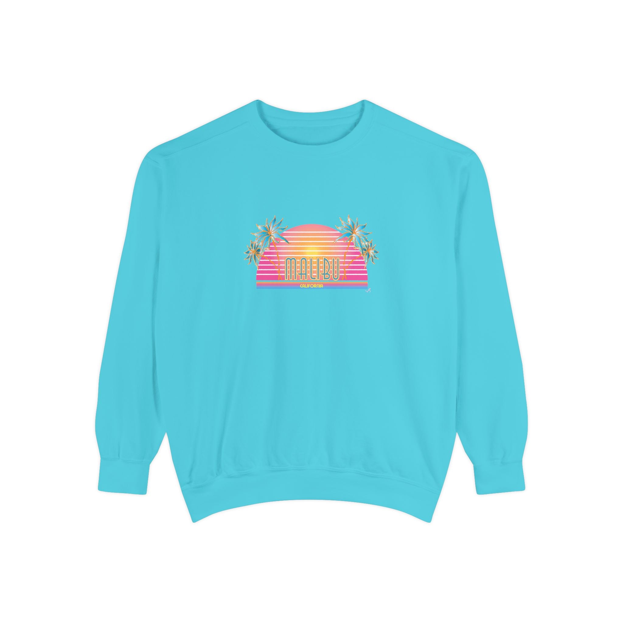 Malibu California Sunset Graphic Unisex Garment-Dyed Sweatshirt
