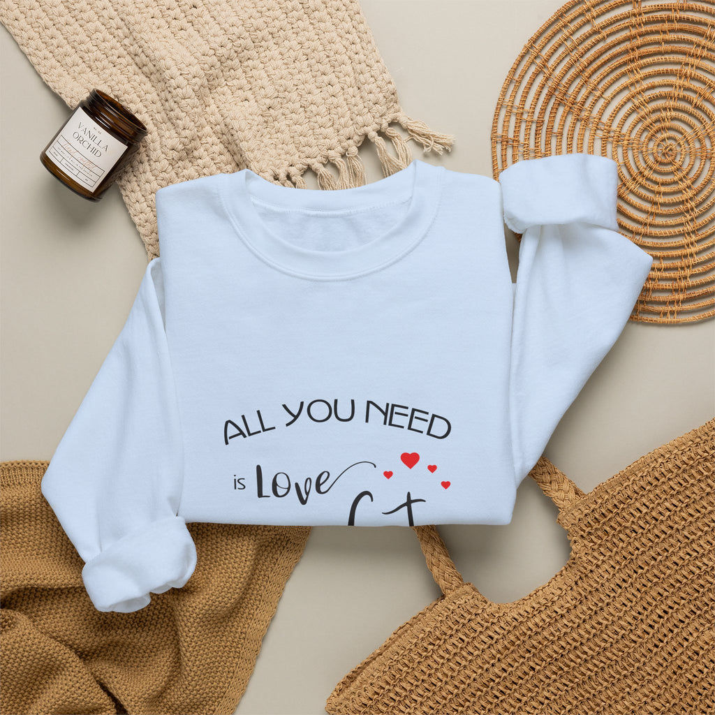 All You Need Is Love and a Cat Graphic Sweatshirt - Unisex Heavy Blend™ Crewneck Sweatshirt