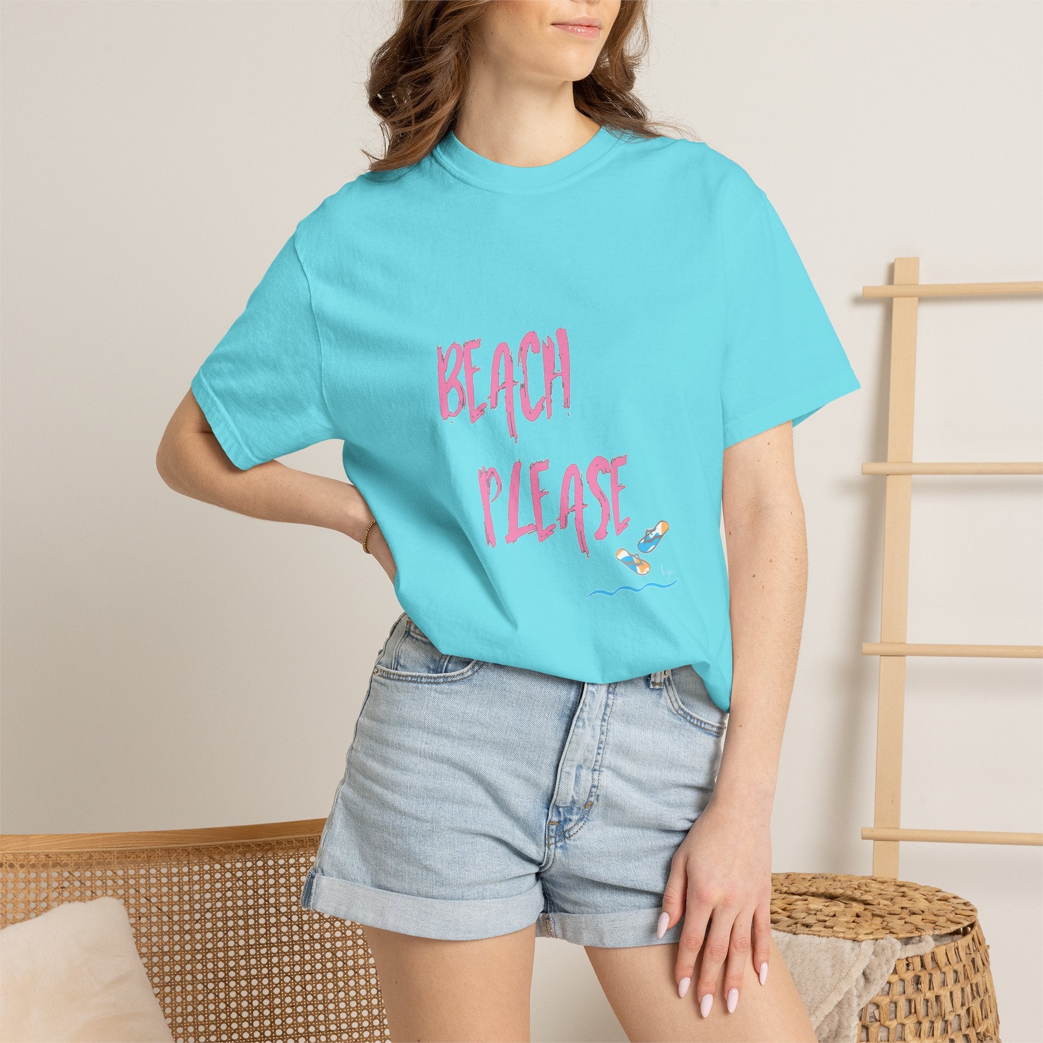 BEACH PLEASE Graphic Unisex Garment-Dyed T-shirt