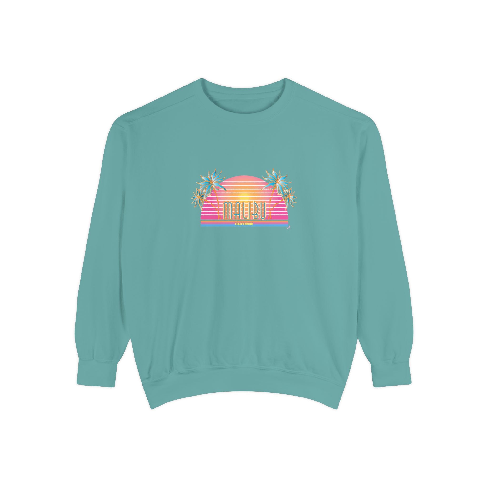 Malibu California Sunset Graphic Unisex Garment-Dyed Sweatshirt