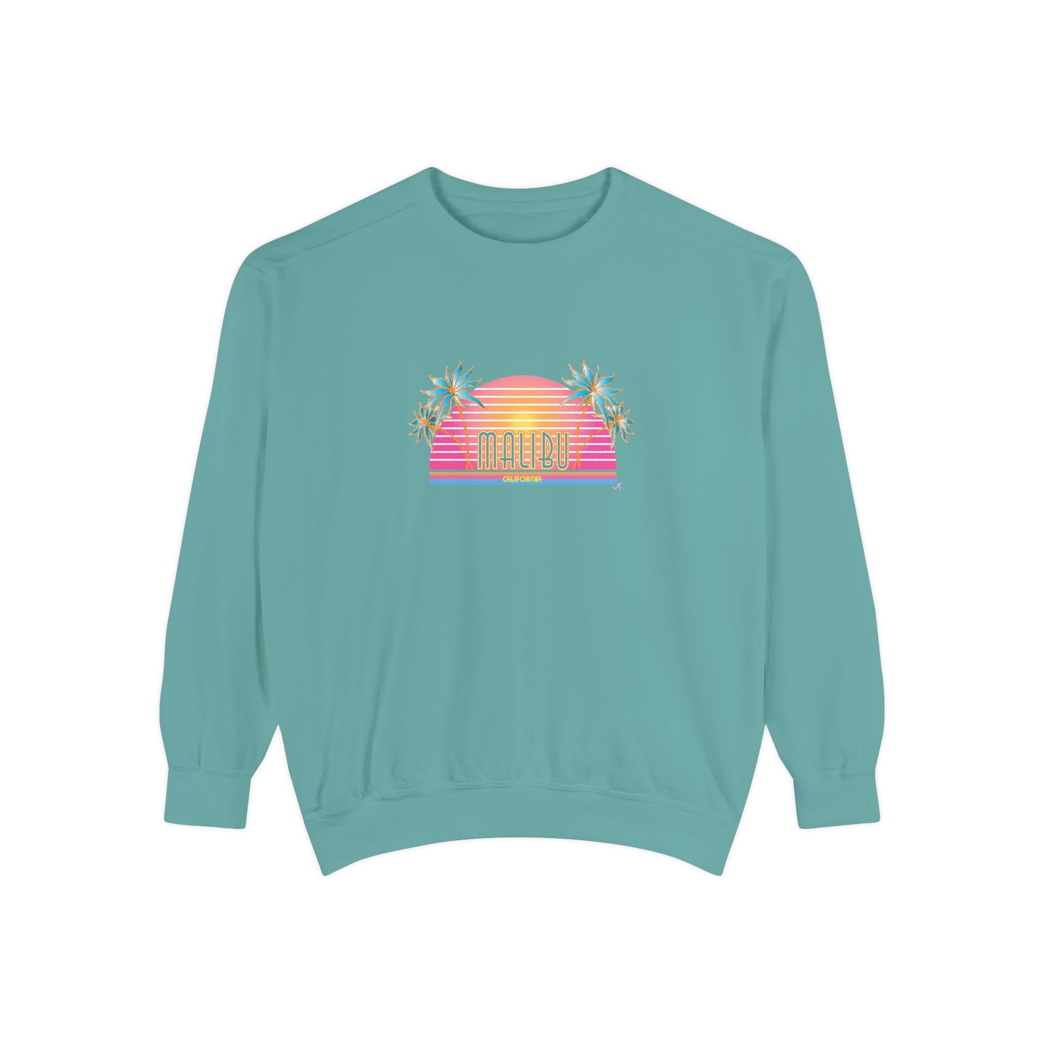 Malibu California Sunset Graphic Unisex Garment-Dyed Sweatshirt