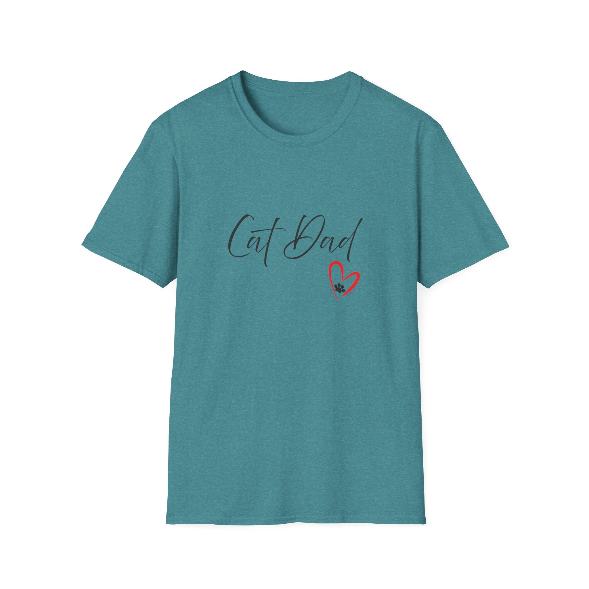 Cat Dad Heart Paw Graphic T-Shirt