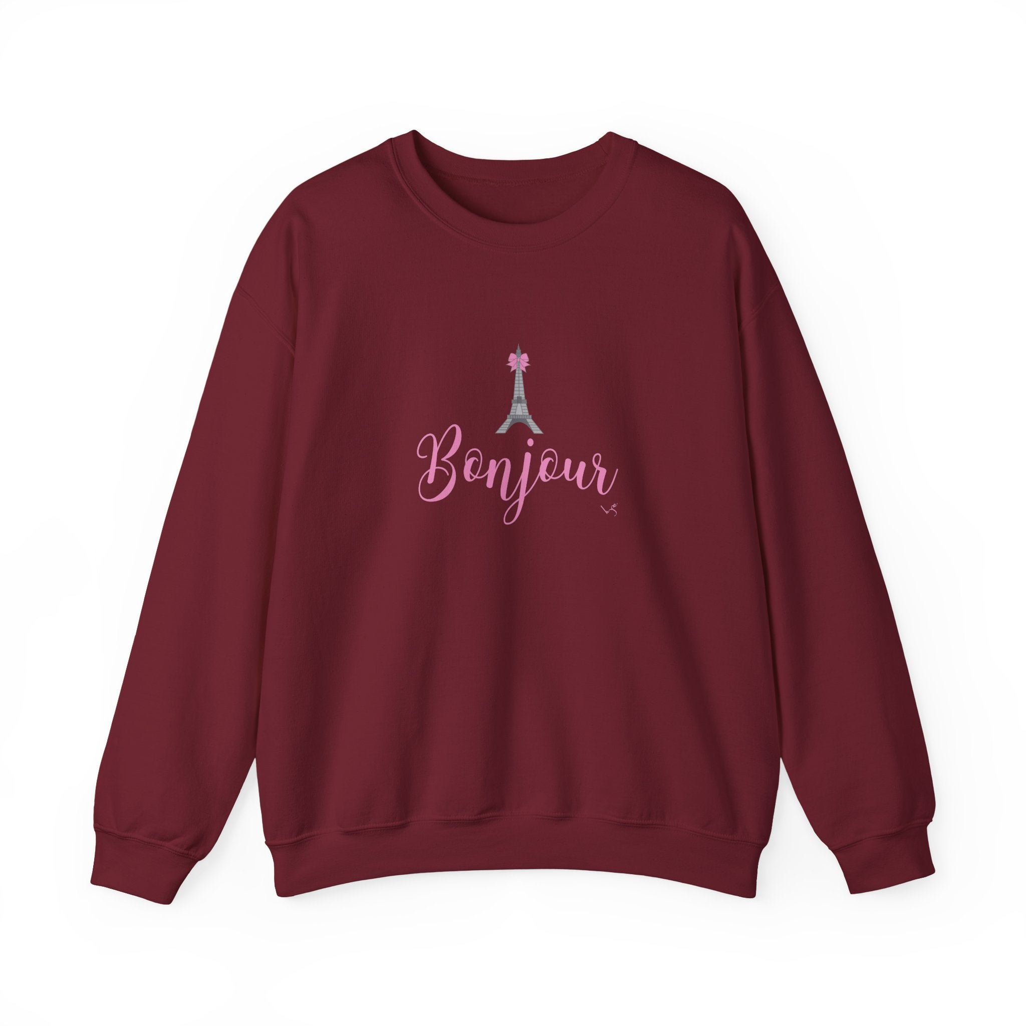 Bonjour Paris Eiffel Tower Graphic Sweatshirt - Unisex Heavy Blend™ Crewneck Sweatshirt